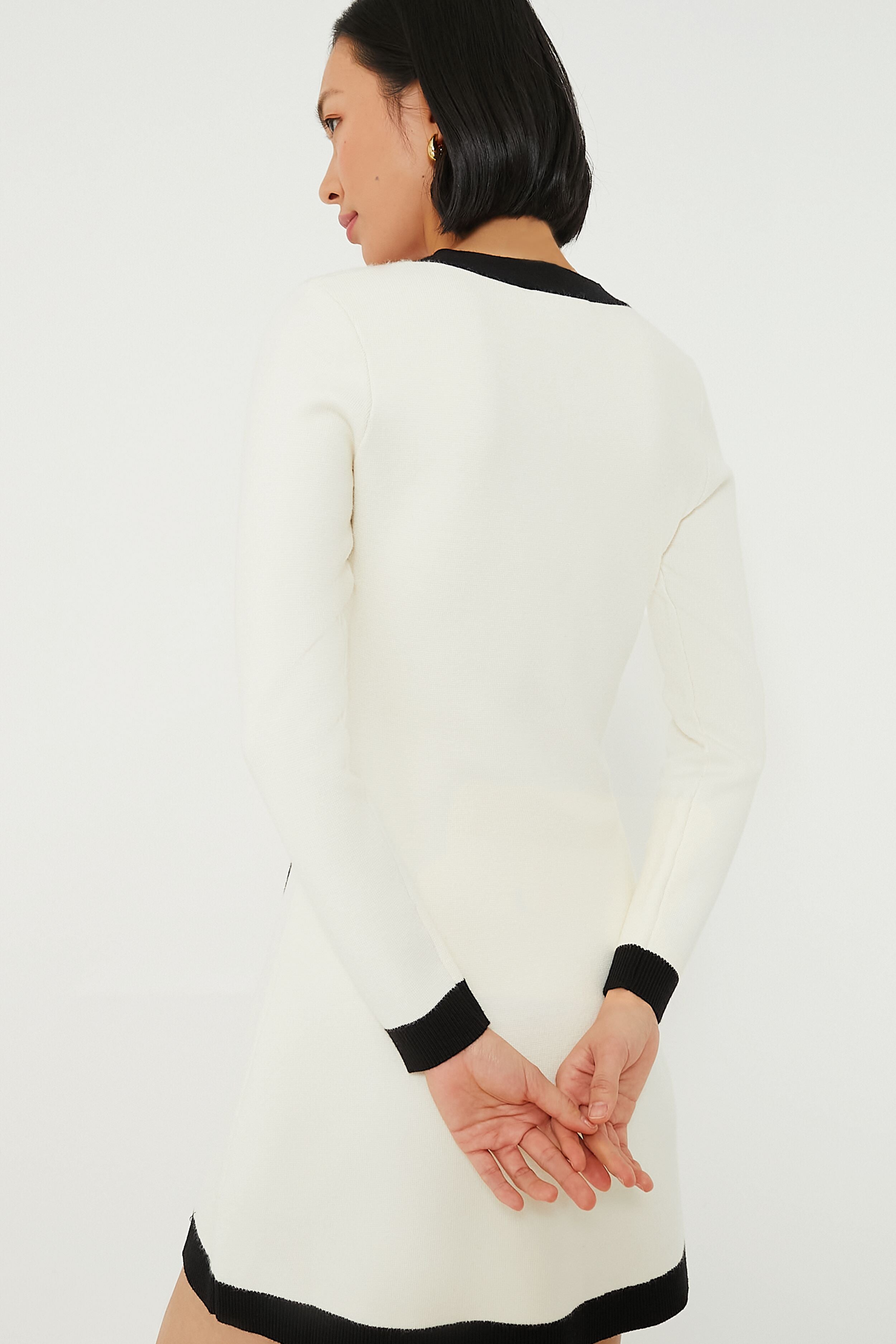 Cream & Black Elizabeth Knit Dress-Charming Tale Store