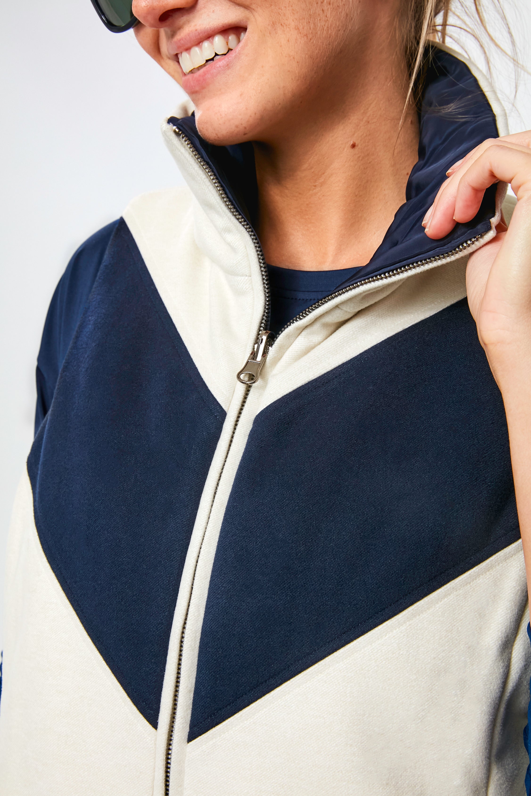 White and Navy Reversible Varsity Vest-Charming Tale Store