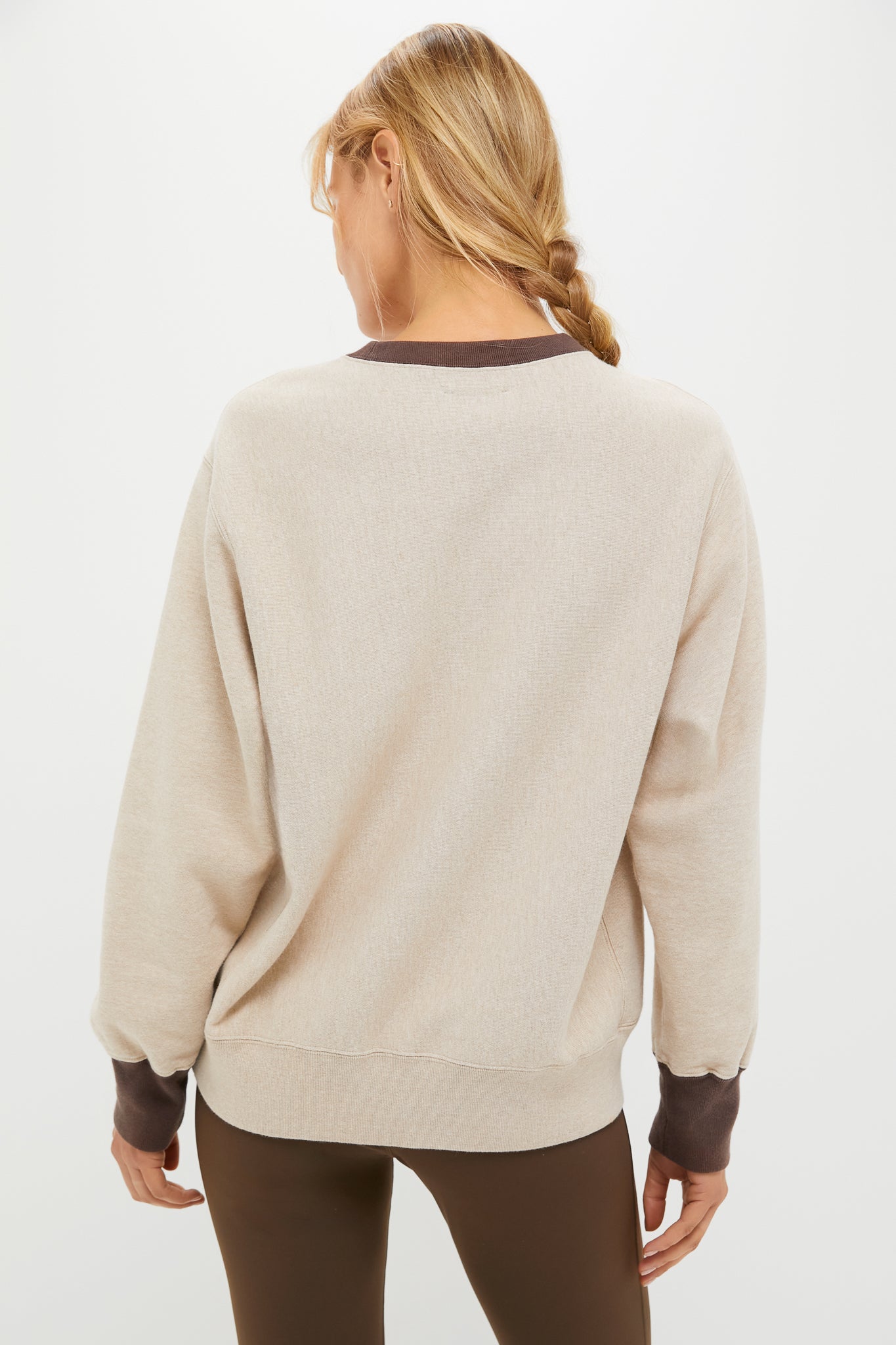 Heather Sandstone and Brown 100% Cotton Kolar Crewneck Sweatshirt-Charming Tale Store