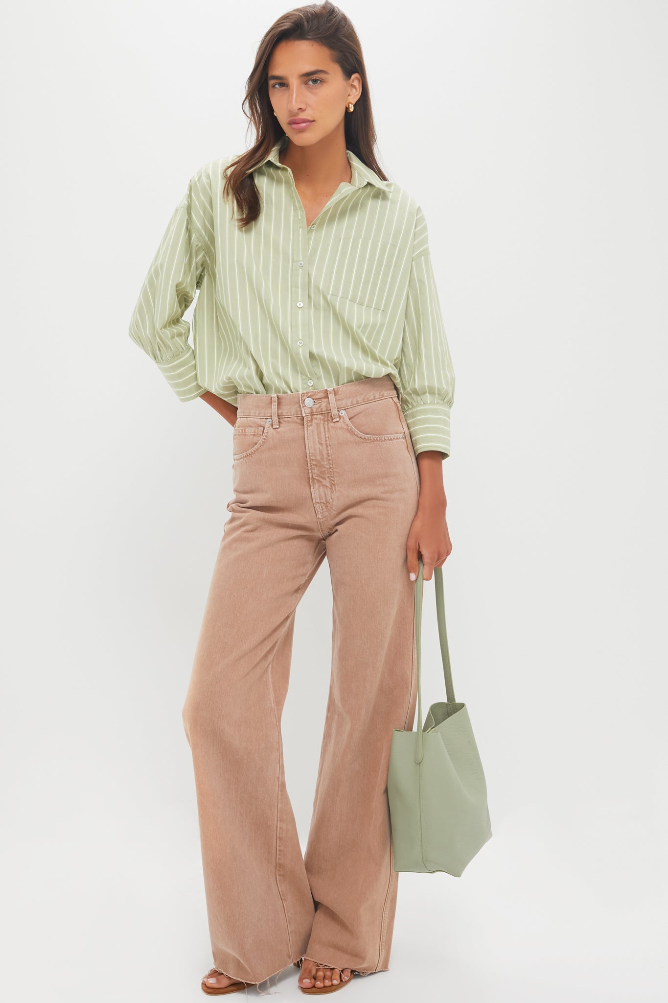 Tan Sierra Taylor High Rise Wide Leg-Charming Tale Store