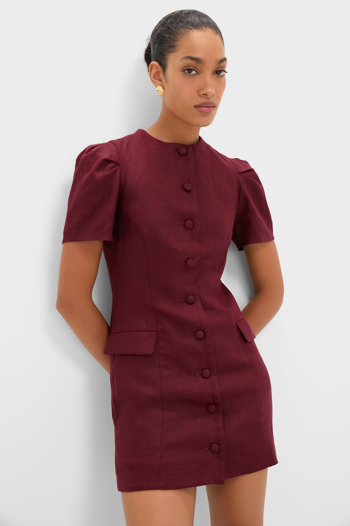 Bordeaux Emma Mini Dress-Charming Tale Store