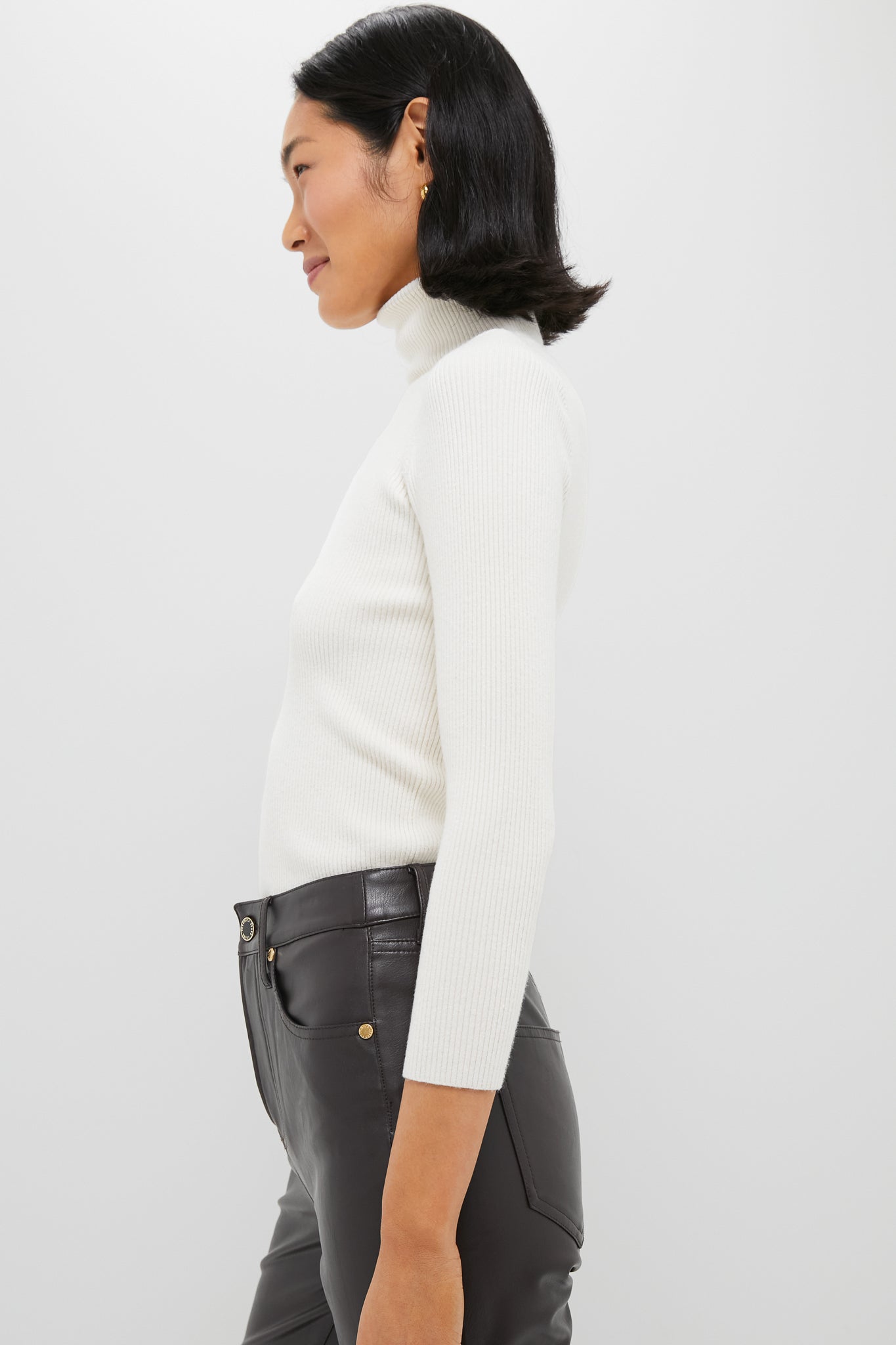 Winter White Arlo Ribbed Turtleneck-Charming Tale Store