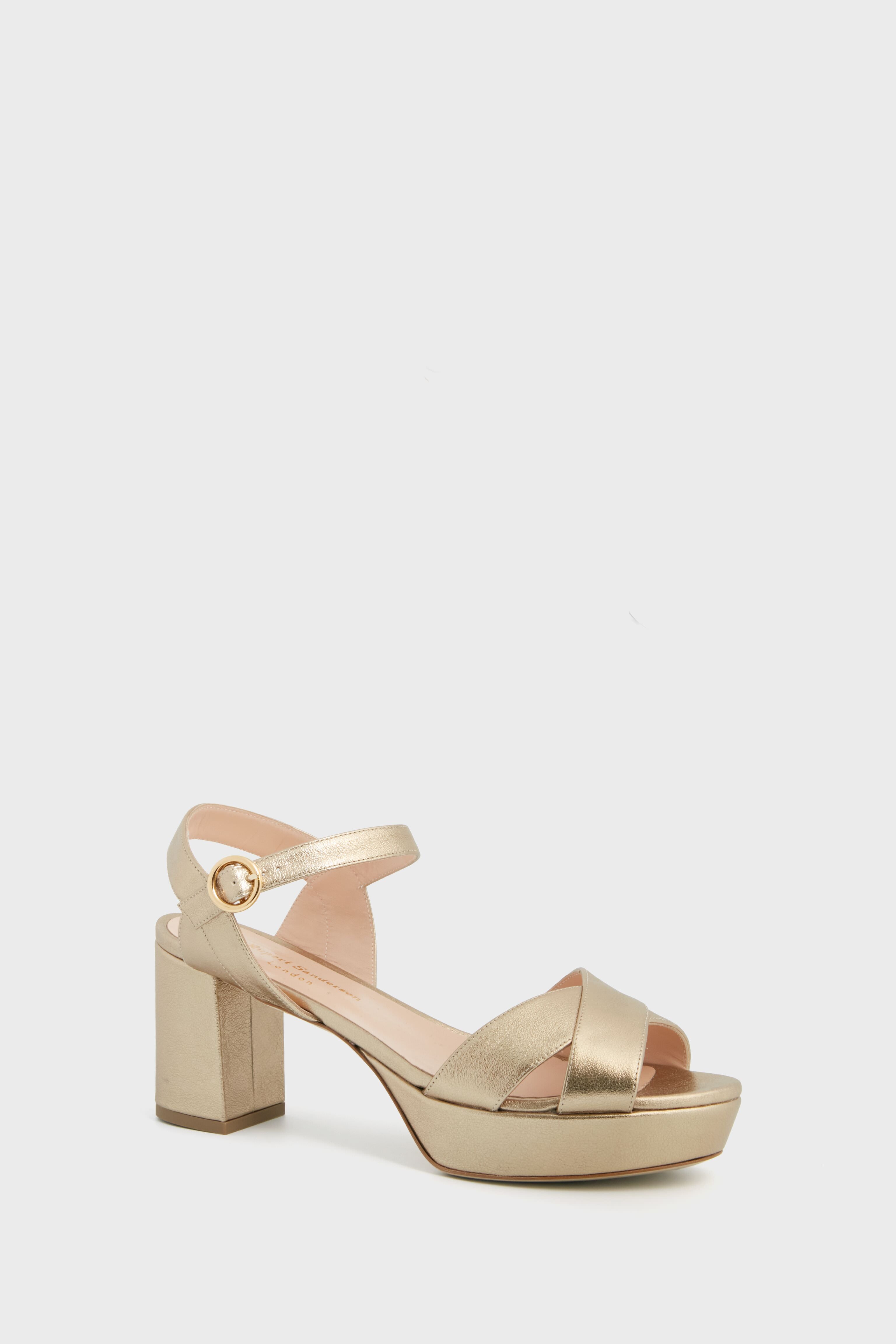 Gold Laminate Deidre Heels-Charming Tale Store