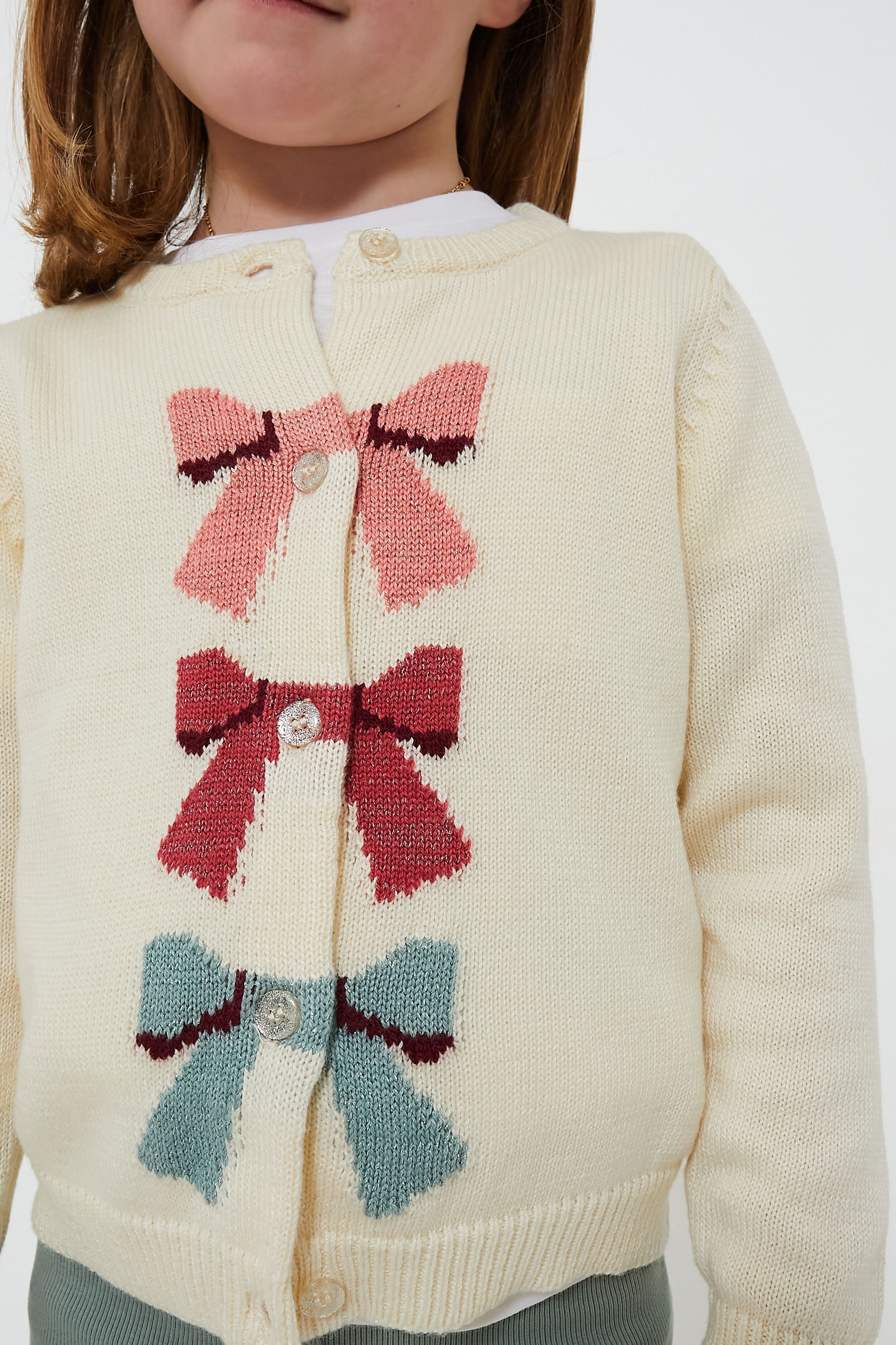 Cream Bows Girls Maude Sweater-Charming Tale Store