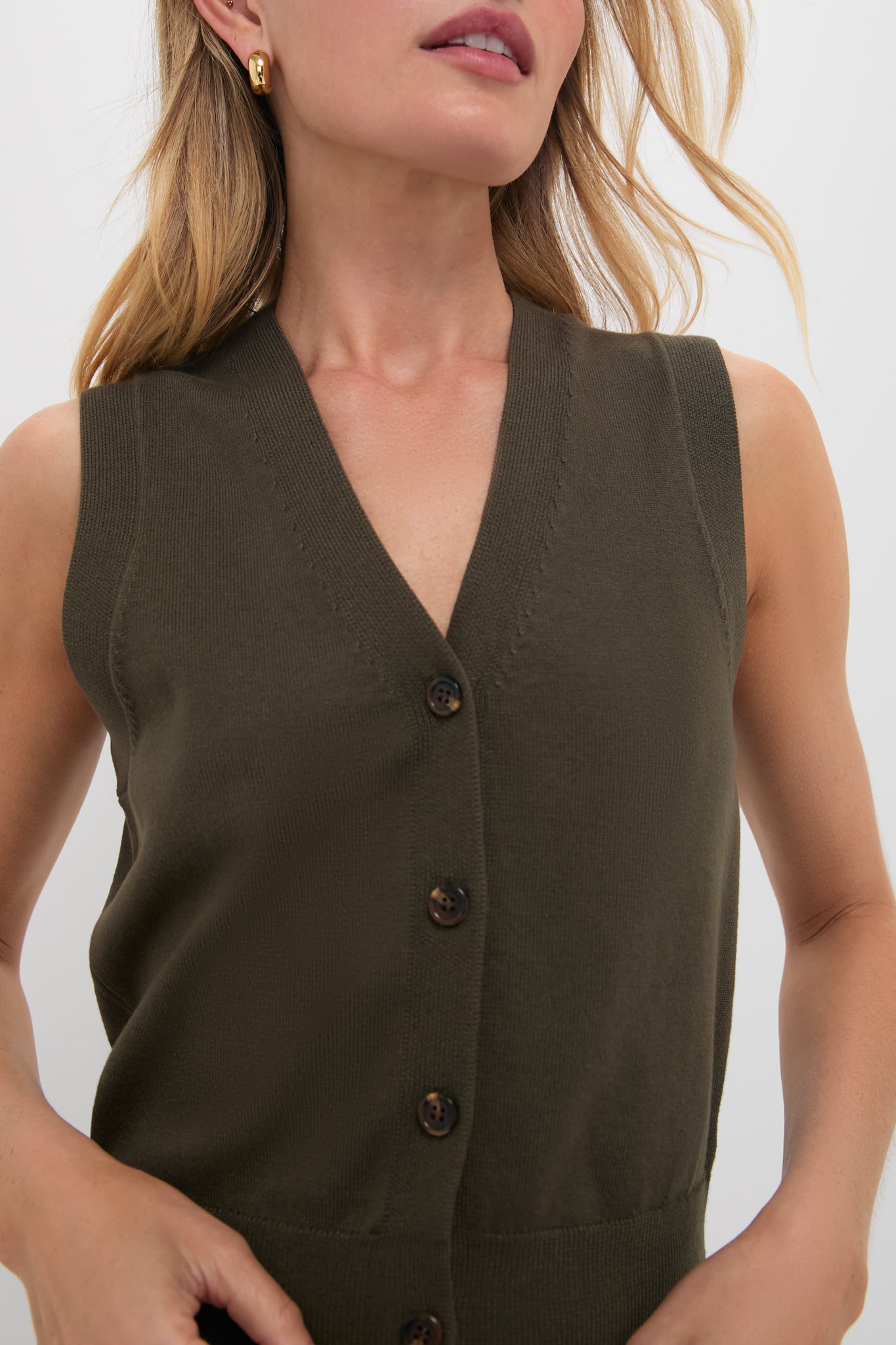 Olive Connie Knit Vest-Charming Tale Store