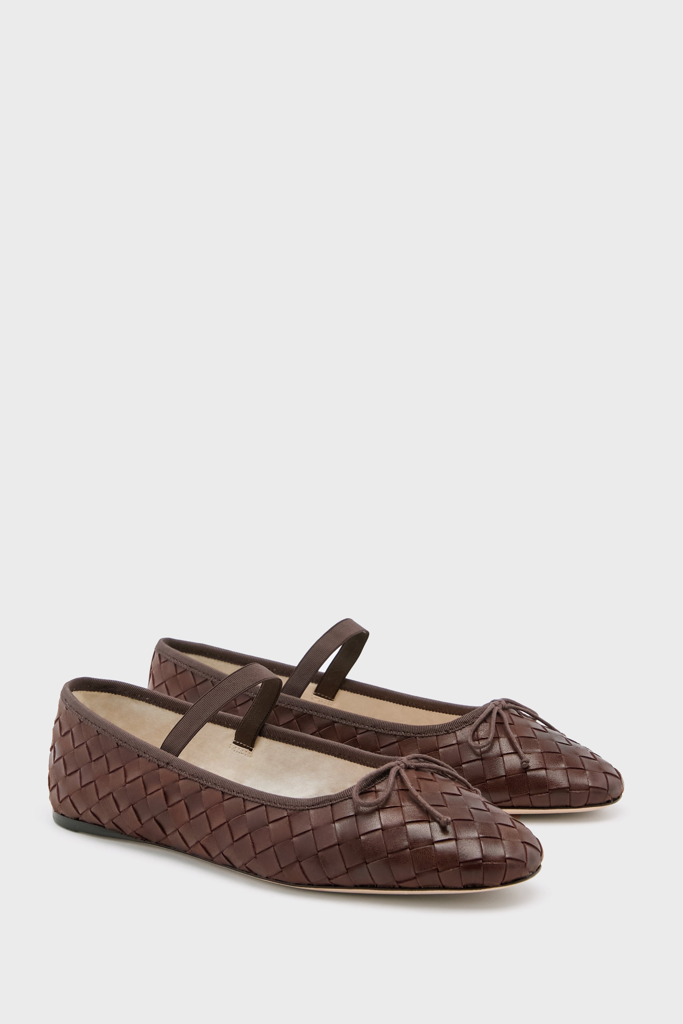 Espresso Woven Leather Leonie Flats-Charming Tale Store
