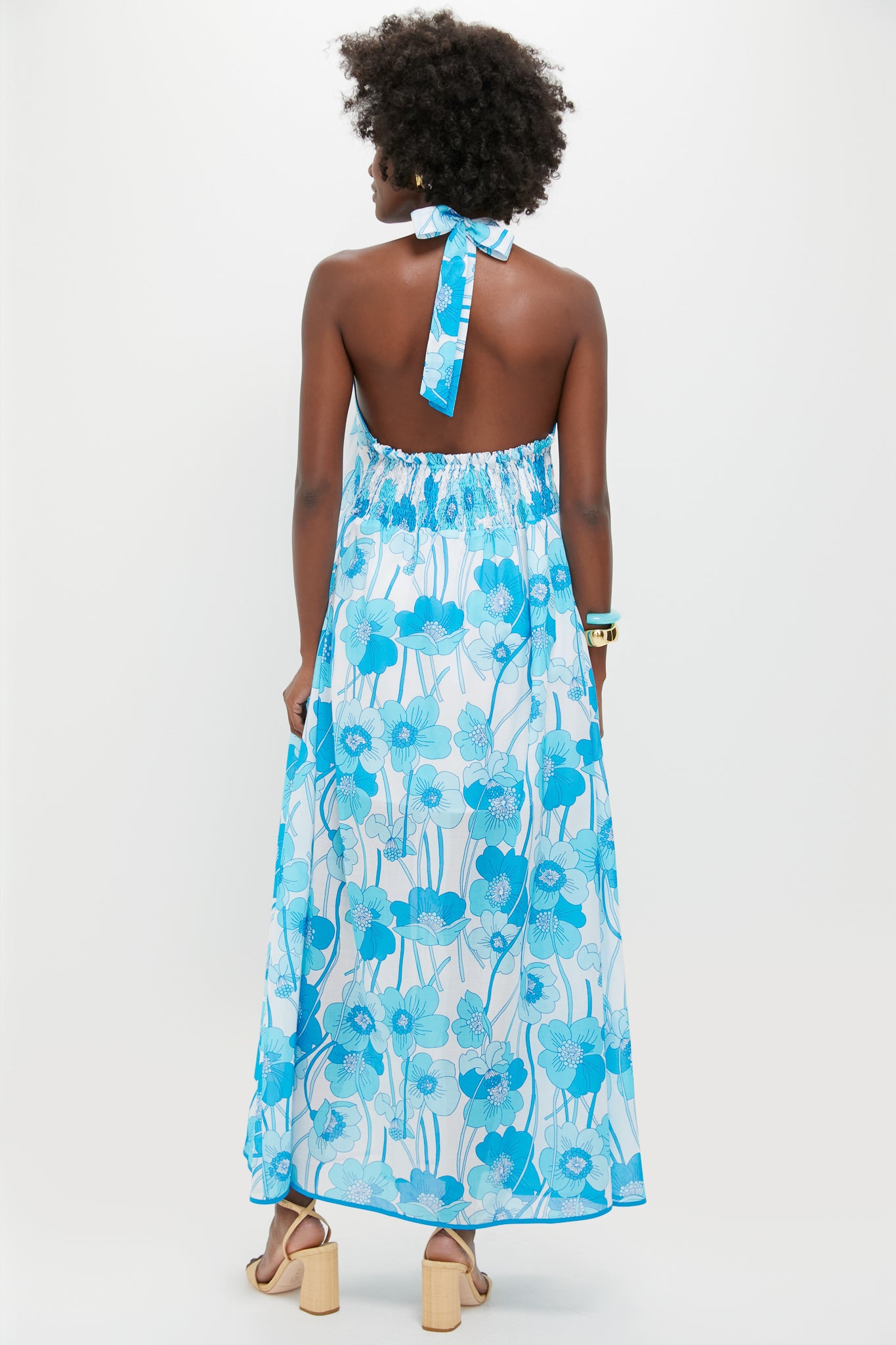 Flowers Waves Maui Halter Midi Dress-Charming Tale Store