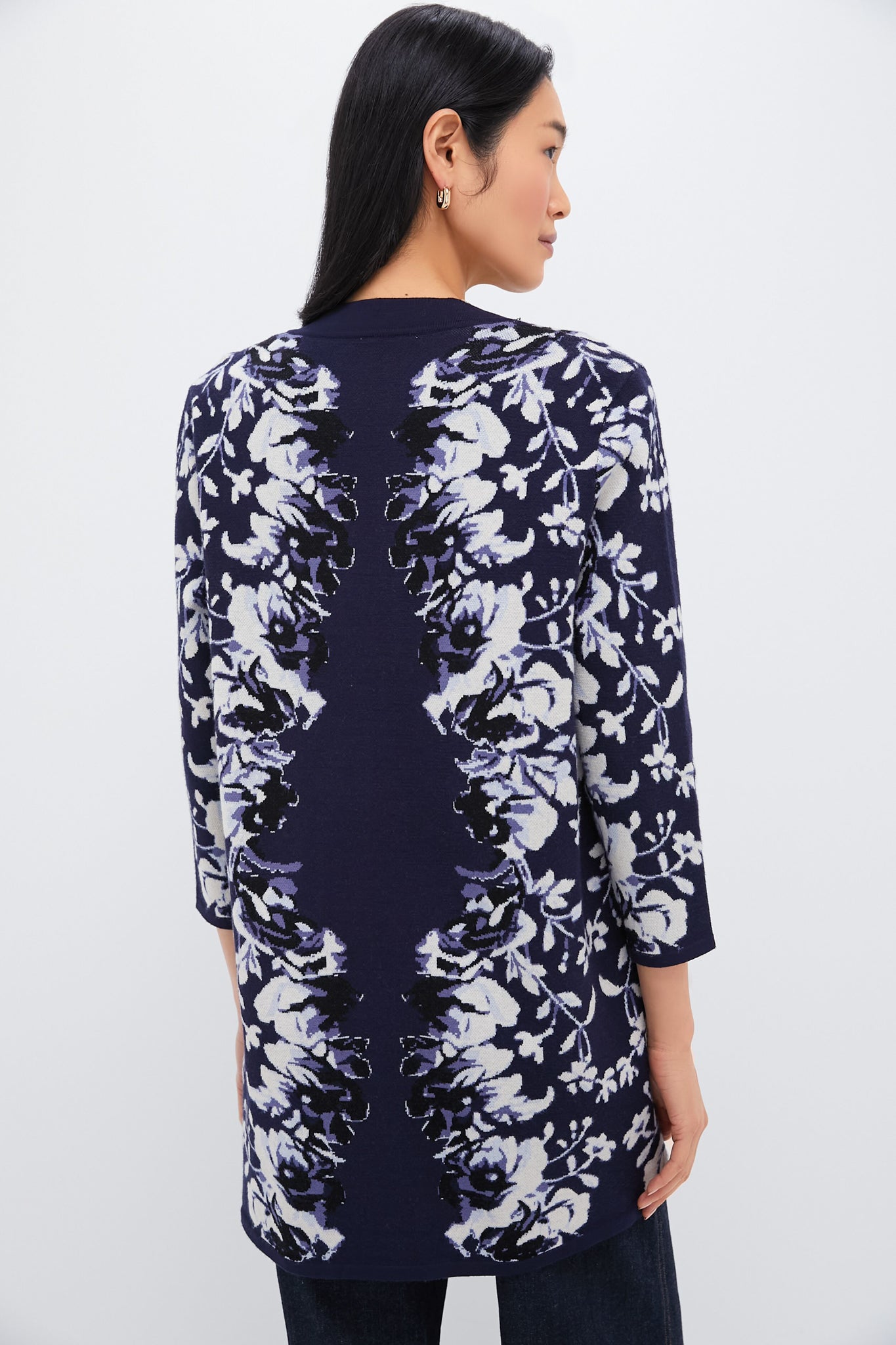 Indigo Reflection Knit Jacquard Liv Cardigan-Charming Tale Store