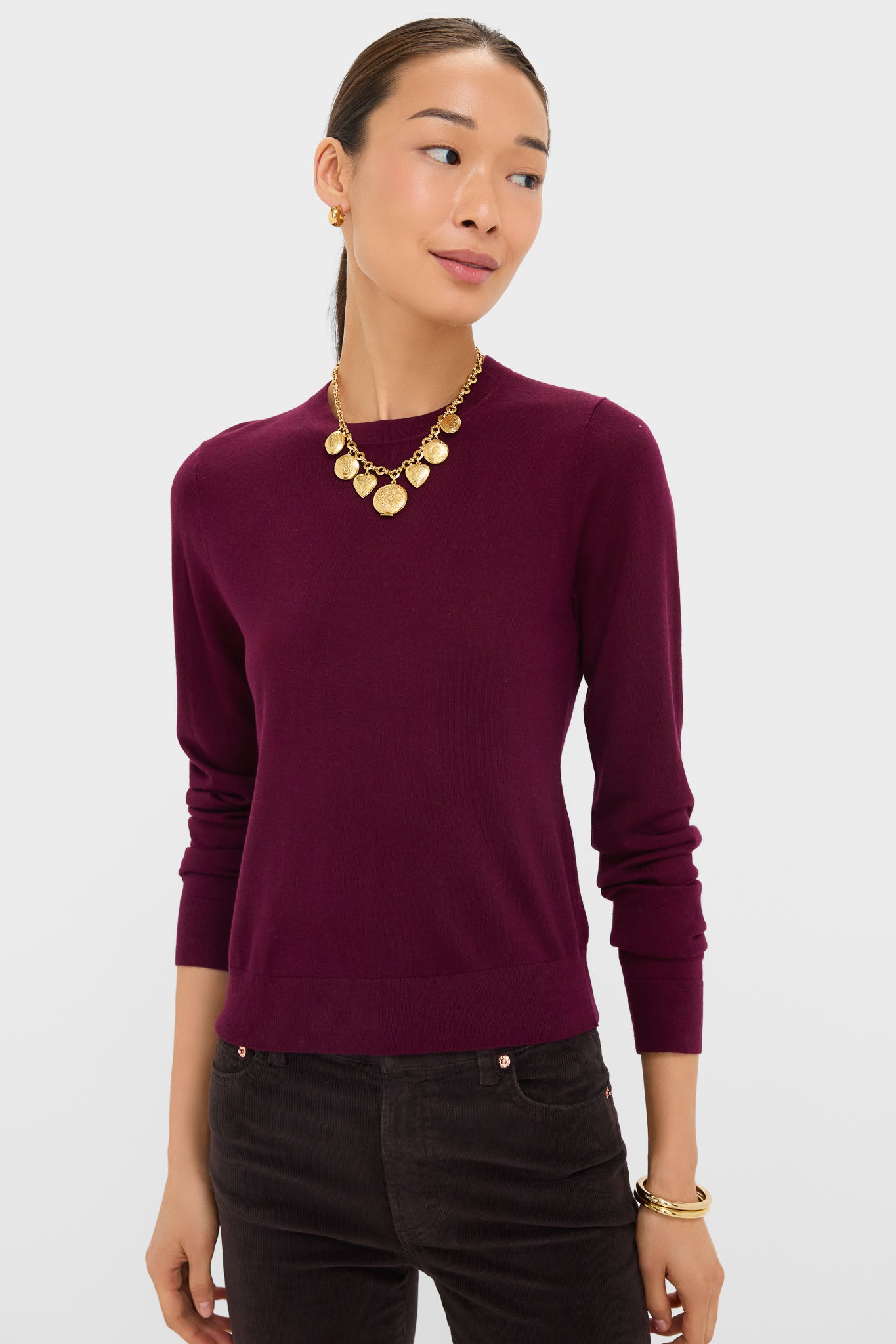 Winetasting Cashmere Silk Long Sleeve Katie Tee-Charming Tale Store