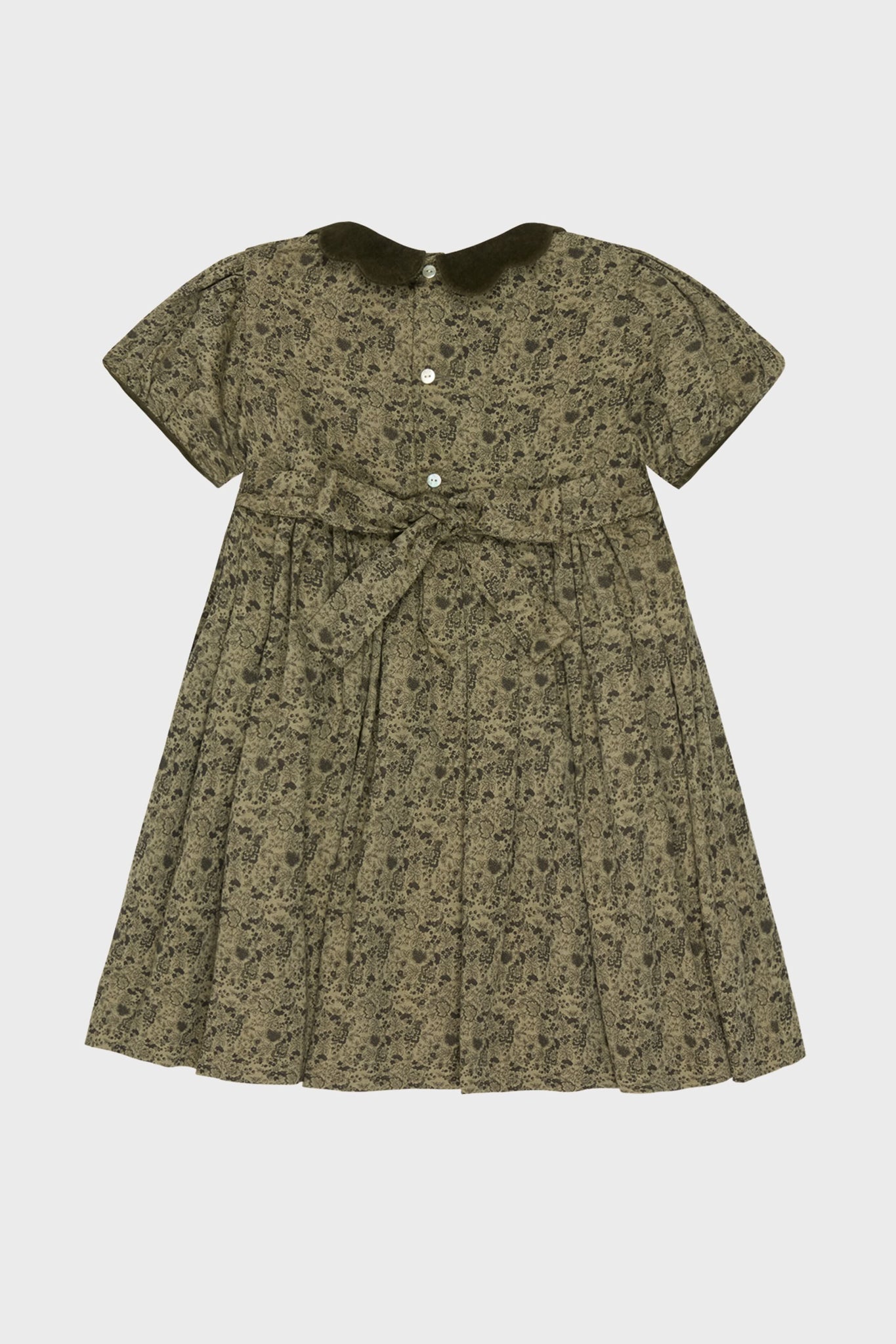 Green Floral Victoria Smocked Dress-Charming Tale Store