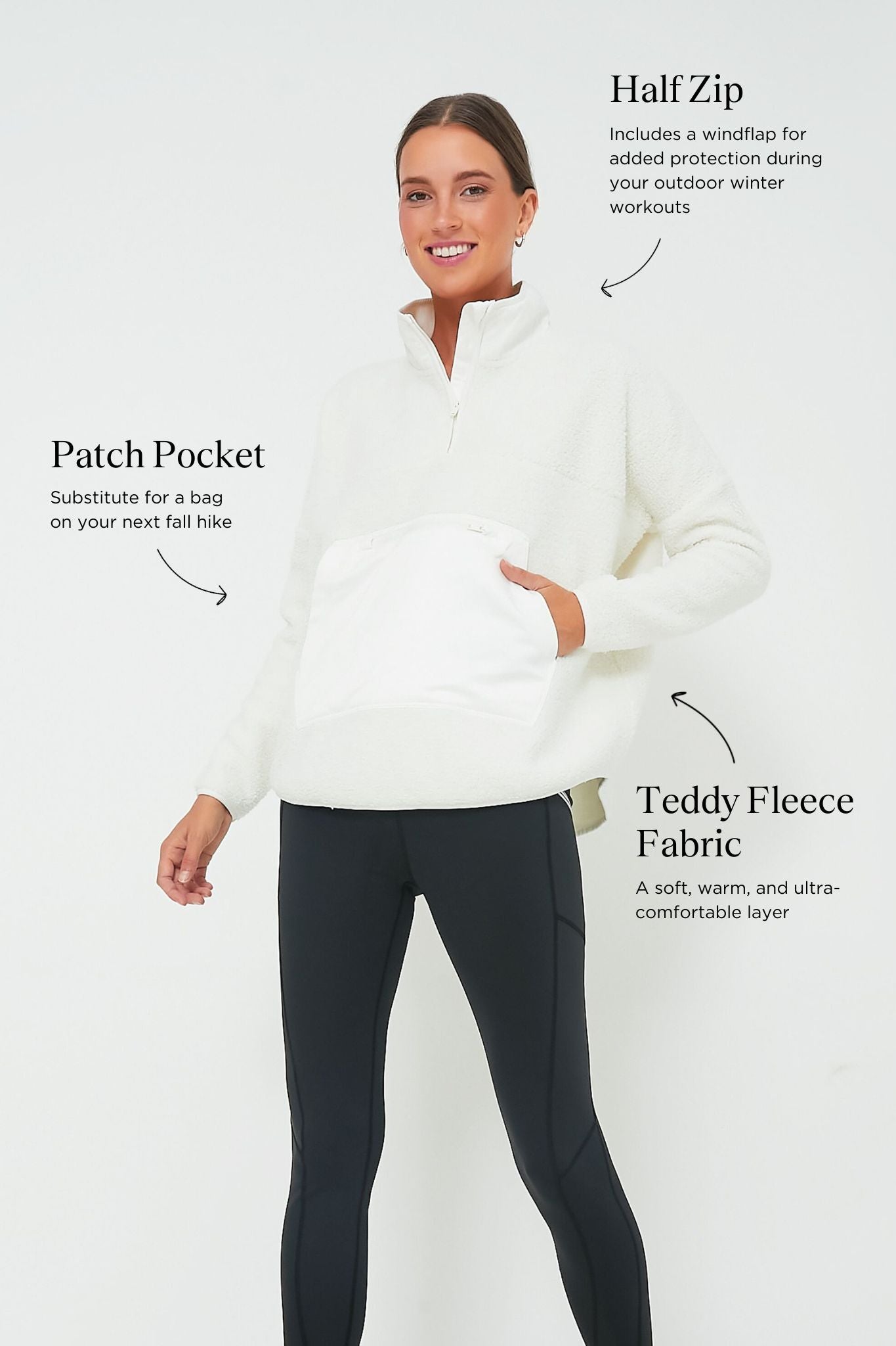 White Fleece Cady Quarter Zip-Charming Tale Store