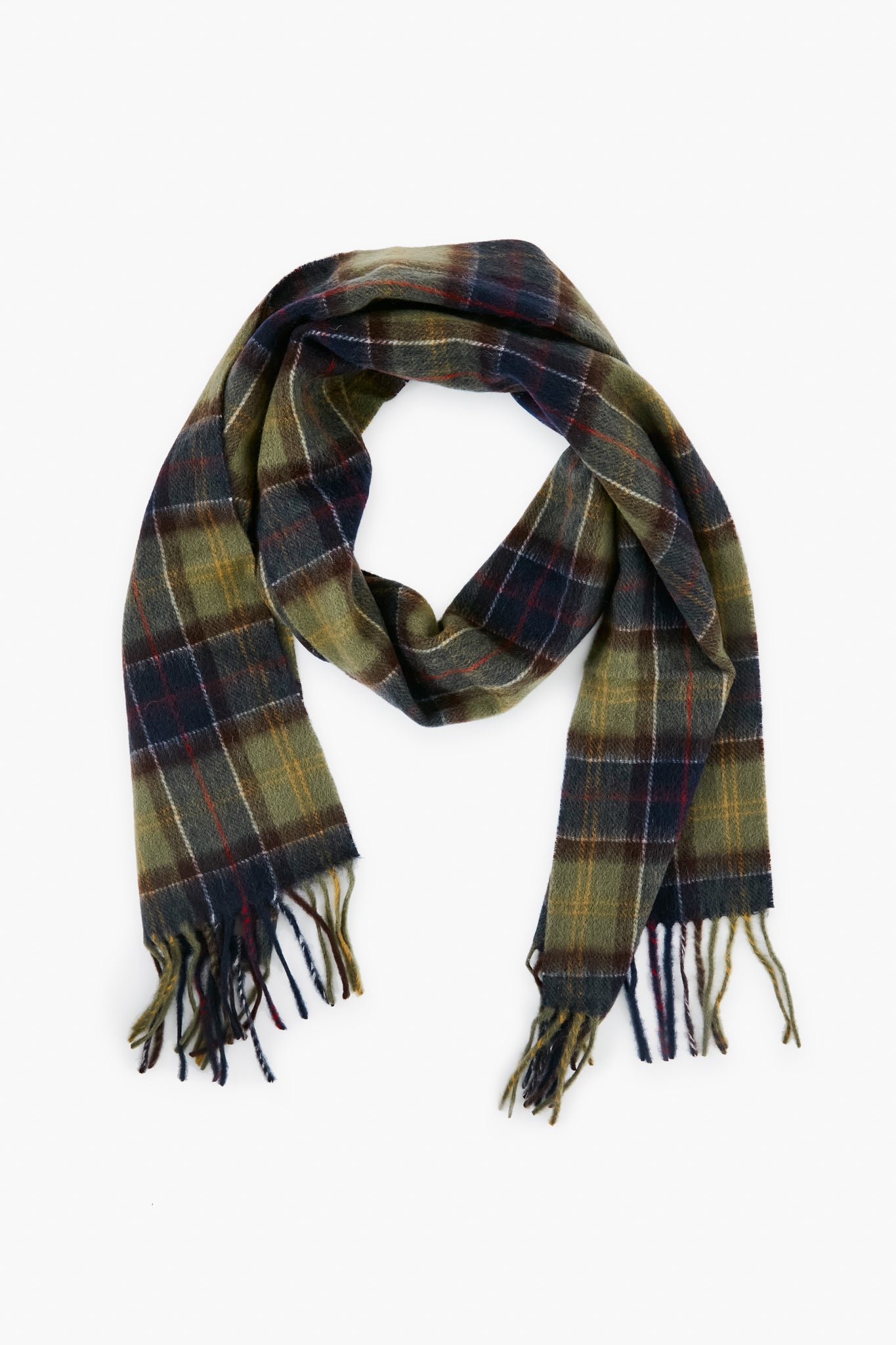 Classic Olive Tartan And Scarf Glove Gift Set-Charming Tale Store