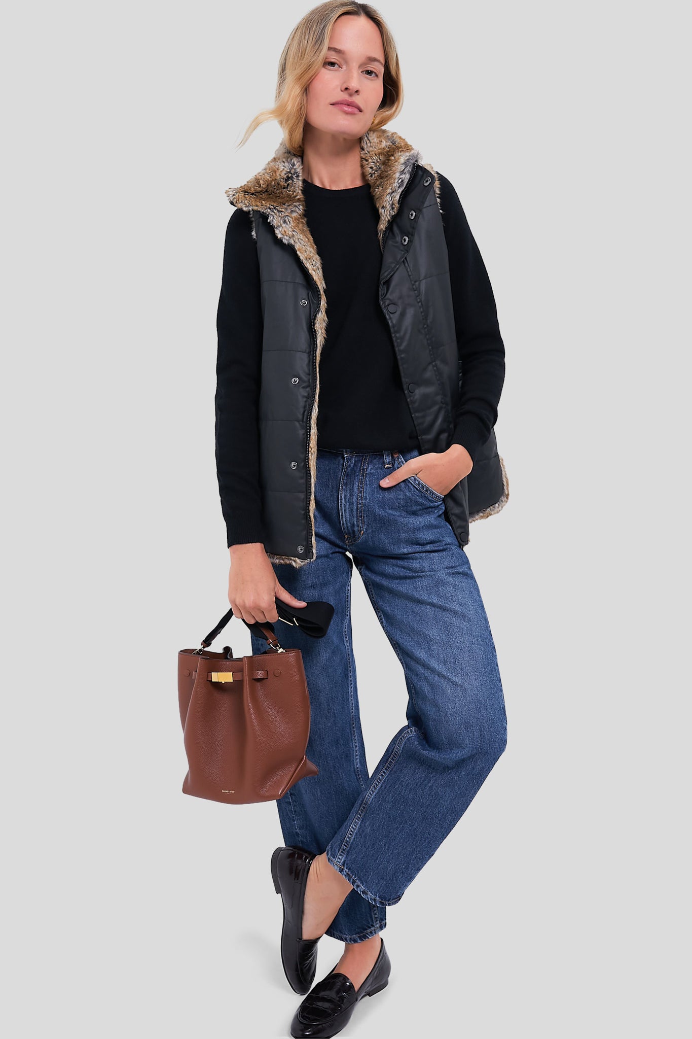 Emilia Wax Fur Reversible Vest-Charming Tale Store