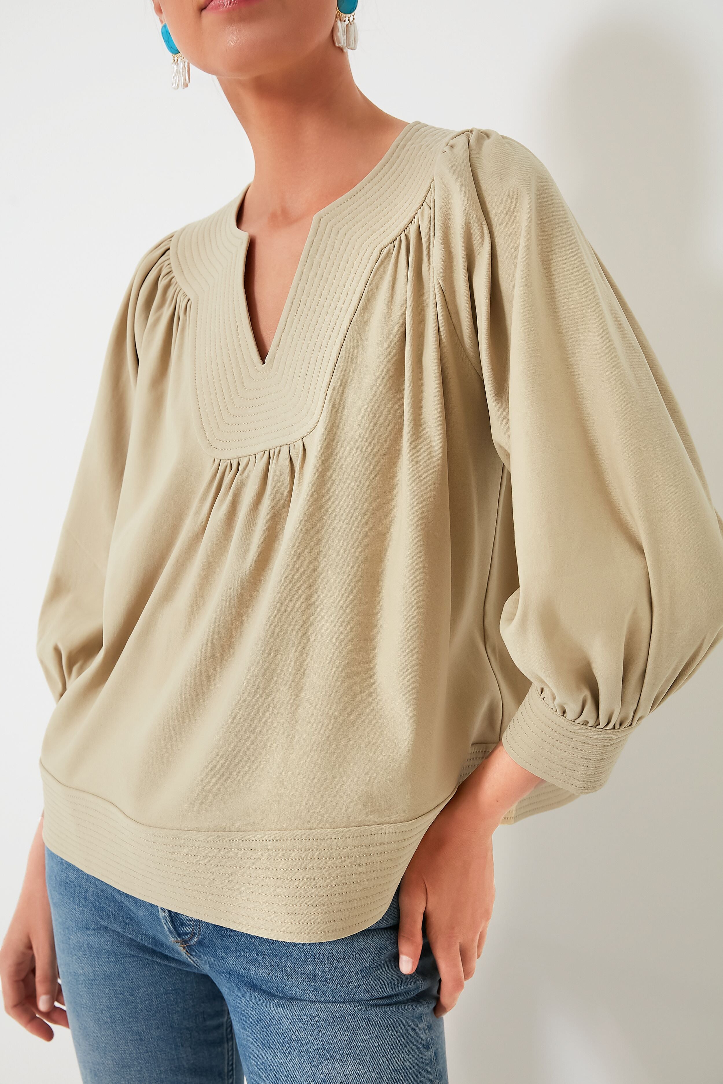 Tan Koa Blouse-Charming Tale Store