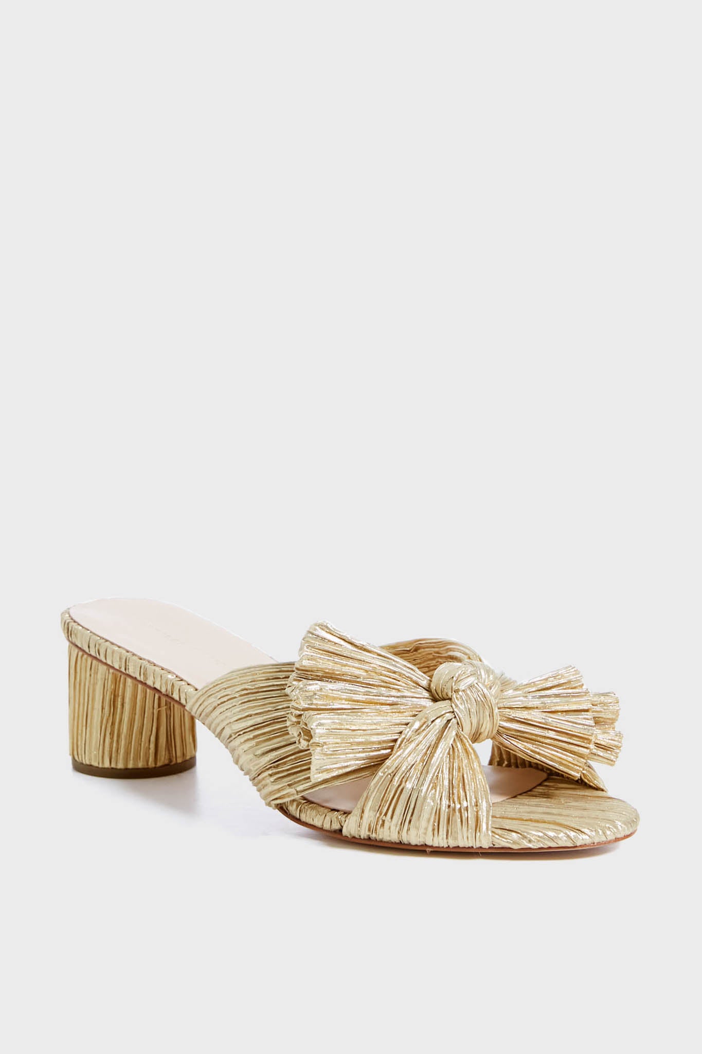 Gold Emilia Pleated Knot Mules-Charming Tale Store