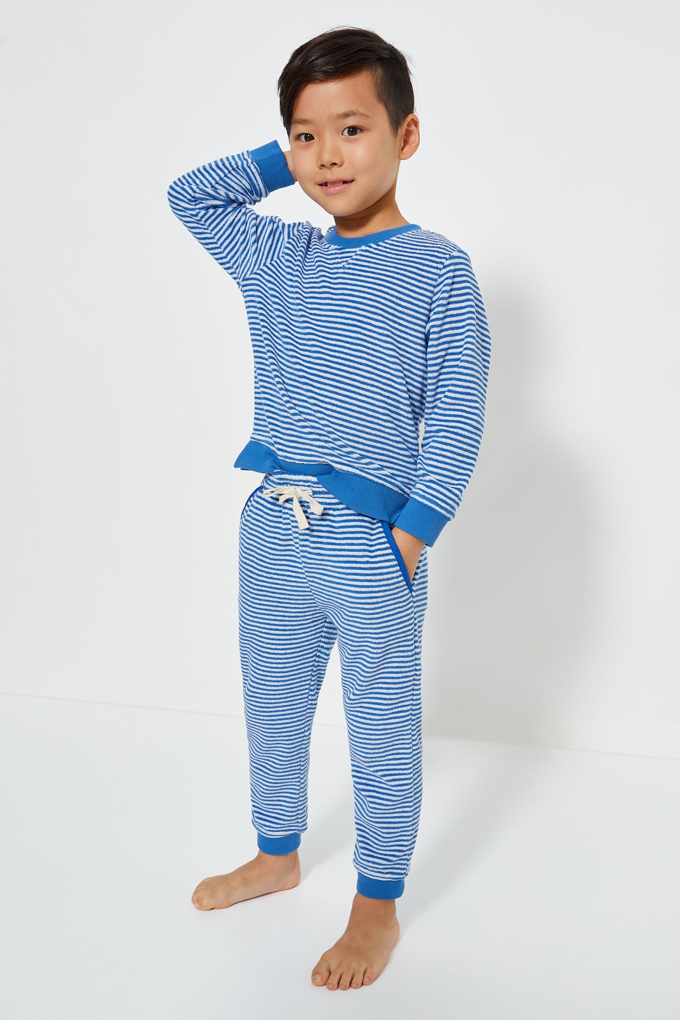 Cove Blue Stripe French Terry Sweatshirt-Charming Tale Store