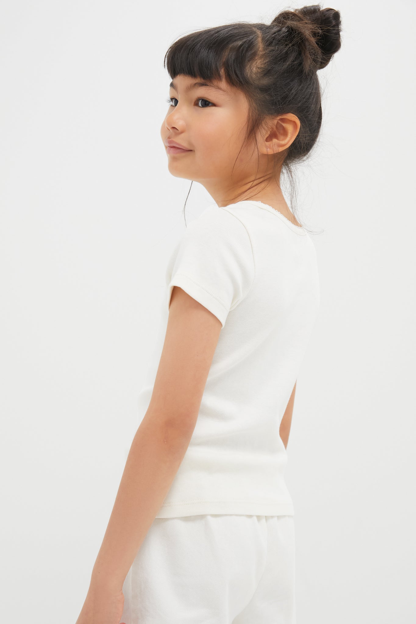 Cream Short Sleeve Seesaw Rib T-Shirt-Charming Tale Store