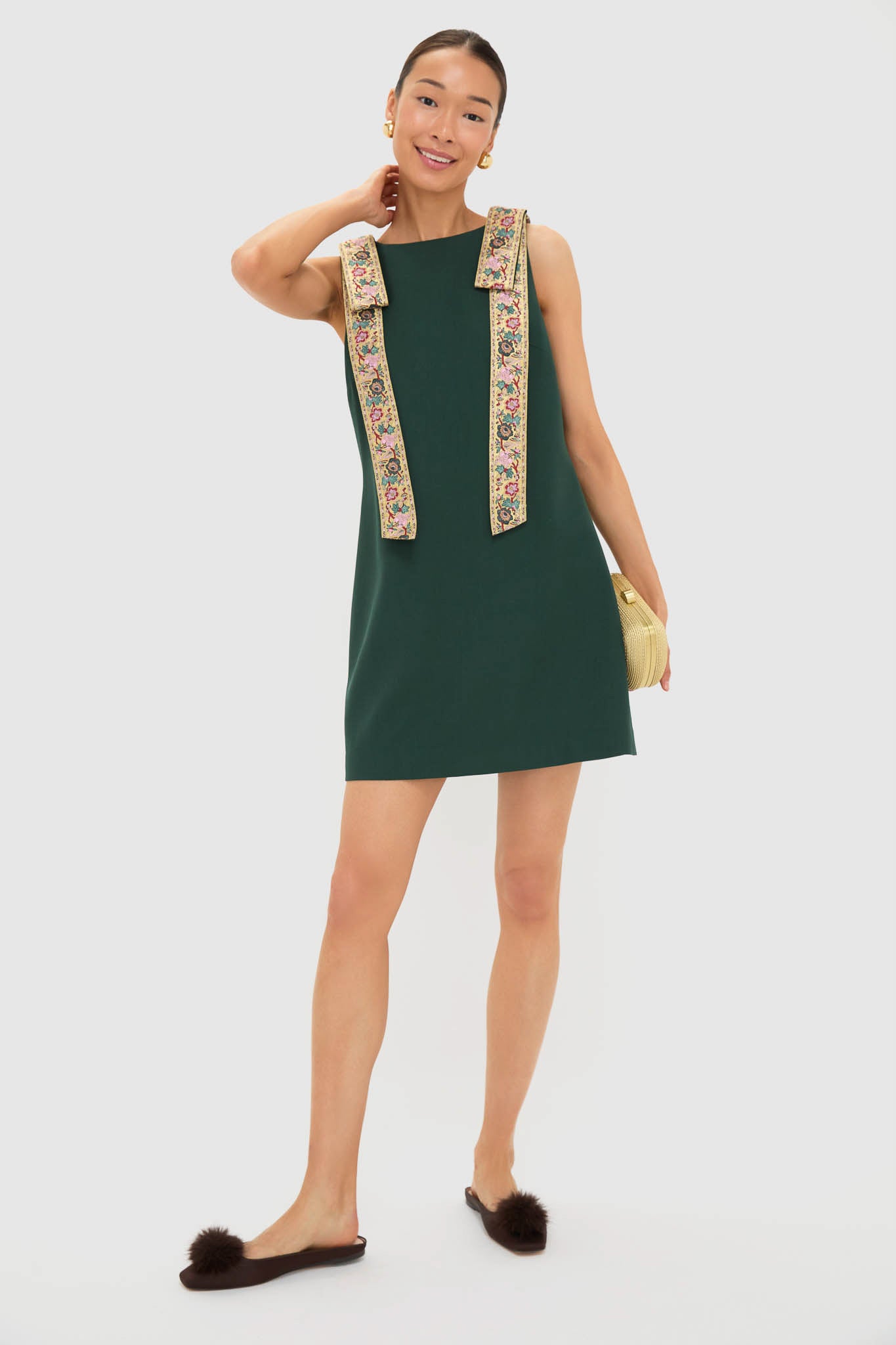 Garden Scrollwork Jacquard Bow Rosie Dress-Charming Tale Store