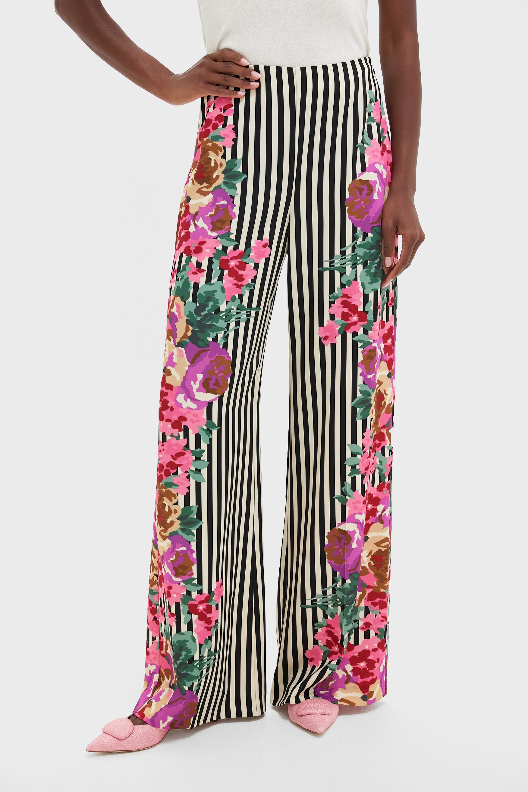 Flowering Trellis Drapey Twill Erin Pants-Charming Tale Store