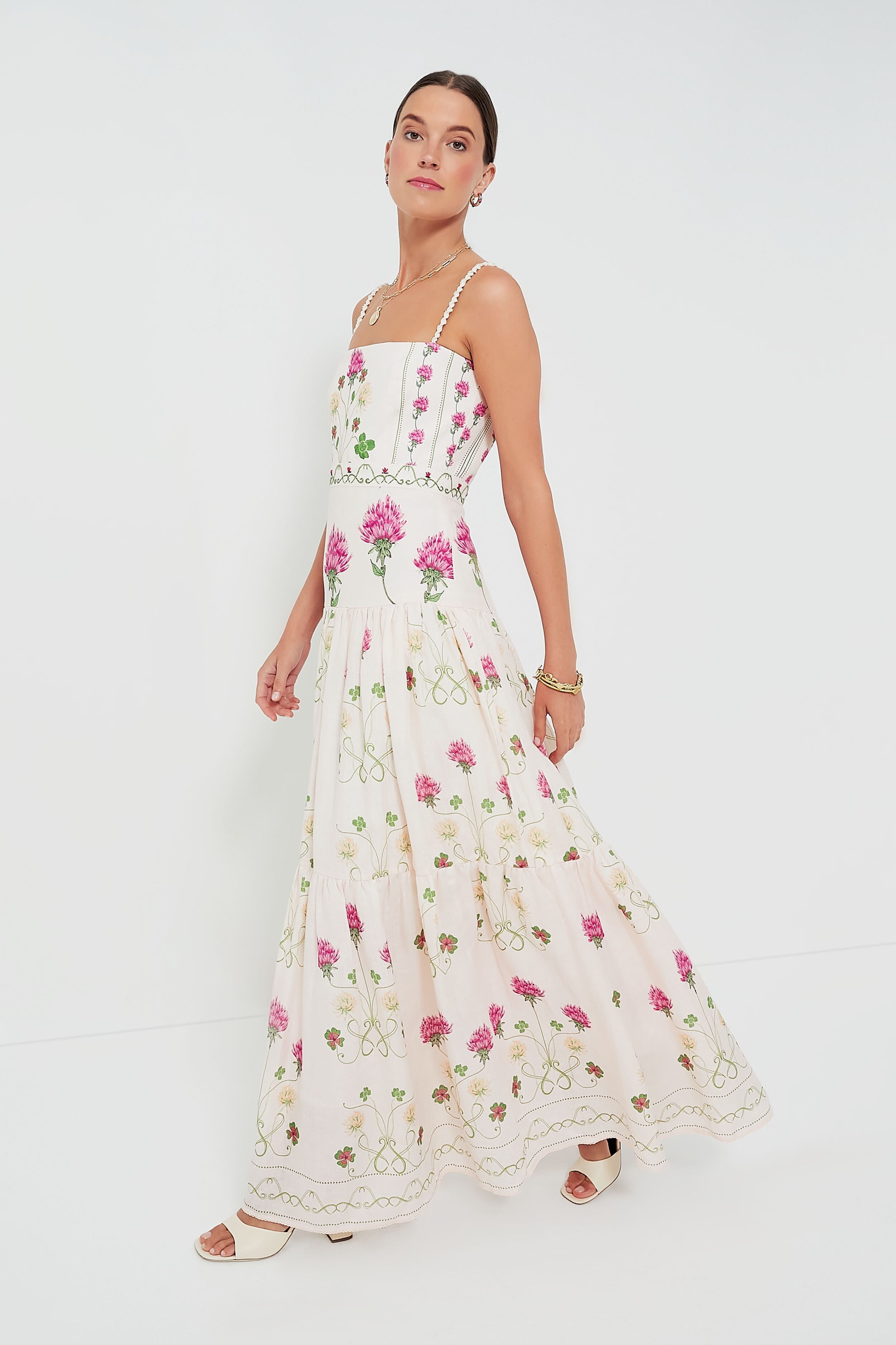 Embroidered Trebol Lima Maxi Dress-Charming Tale Store