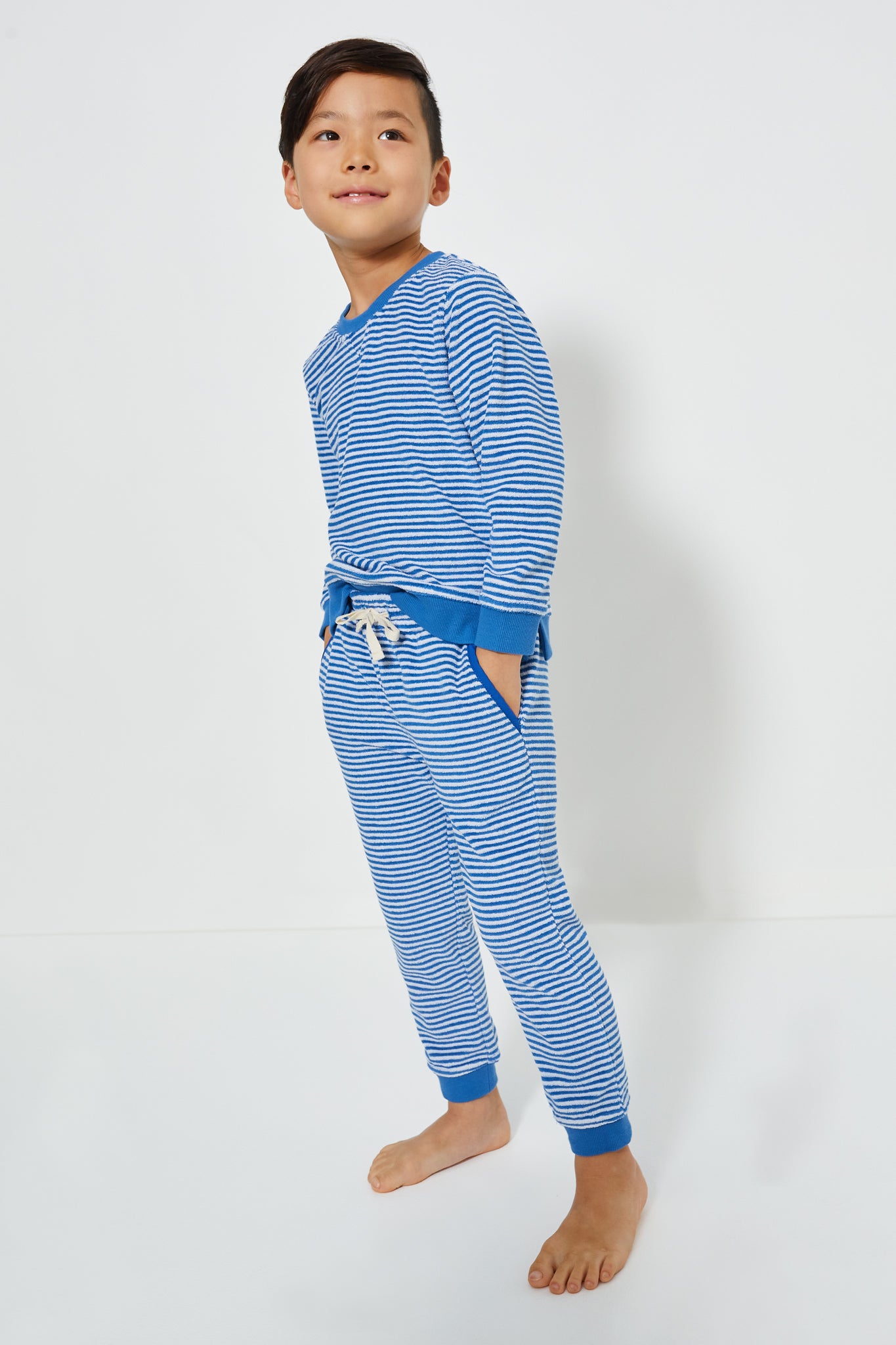 Cove Blue Stripe French Terry Sweatshirt-Charming Tale Store