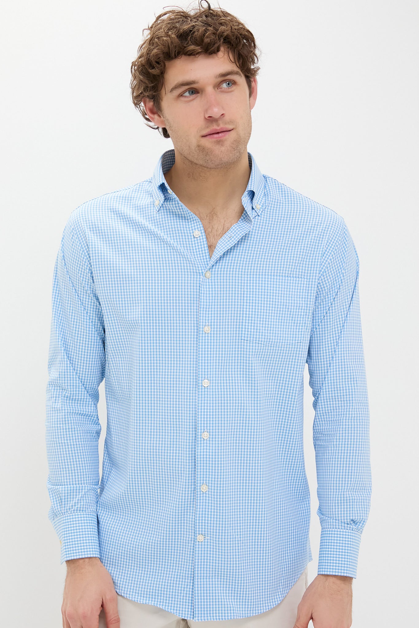 Seaport Blue Derwent Performance Twill Sport Shirt-Charming Tale Store