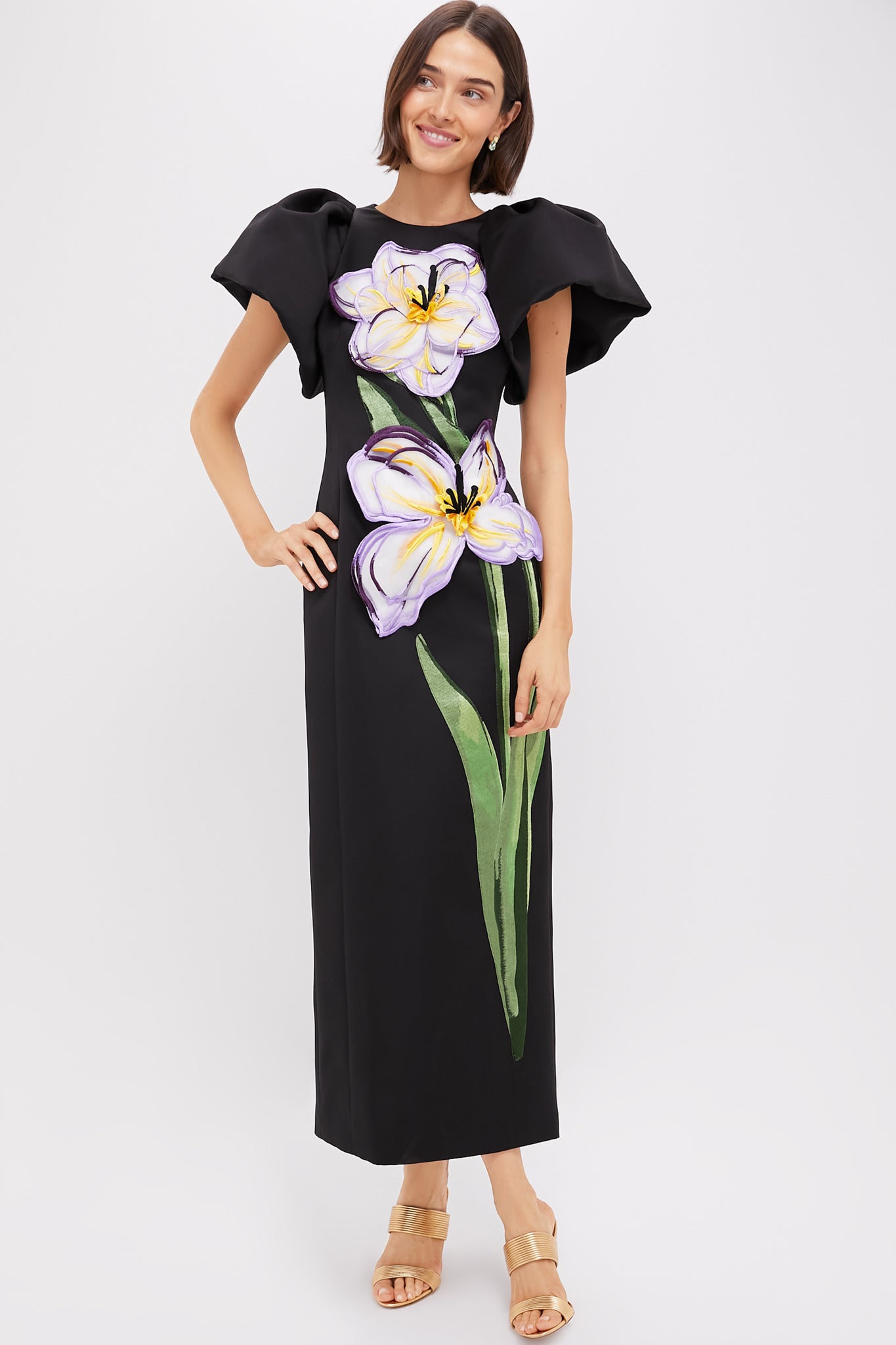 Ebony Iris Print Lucinda Maxi Dress-Charming Tale Store