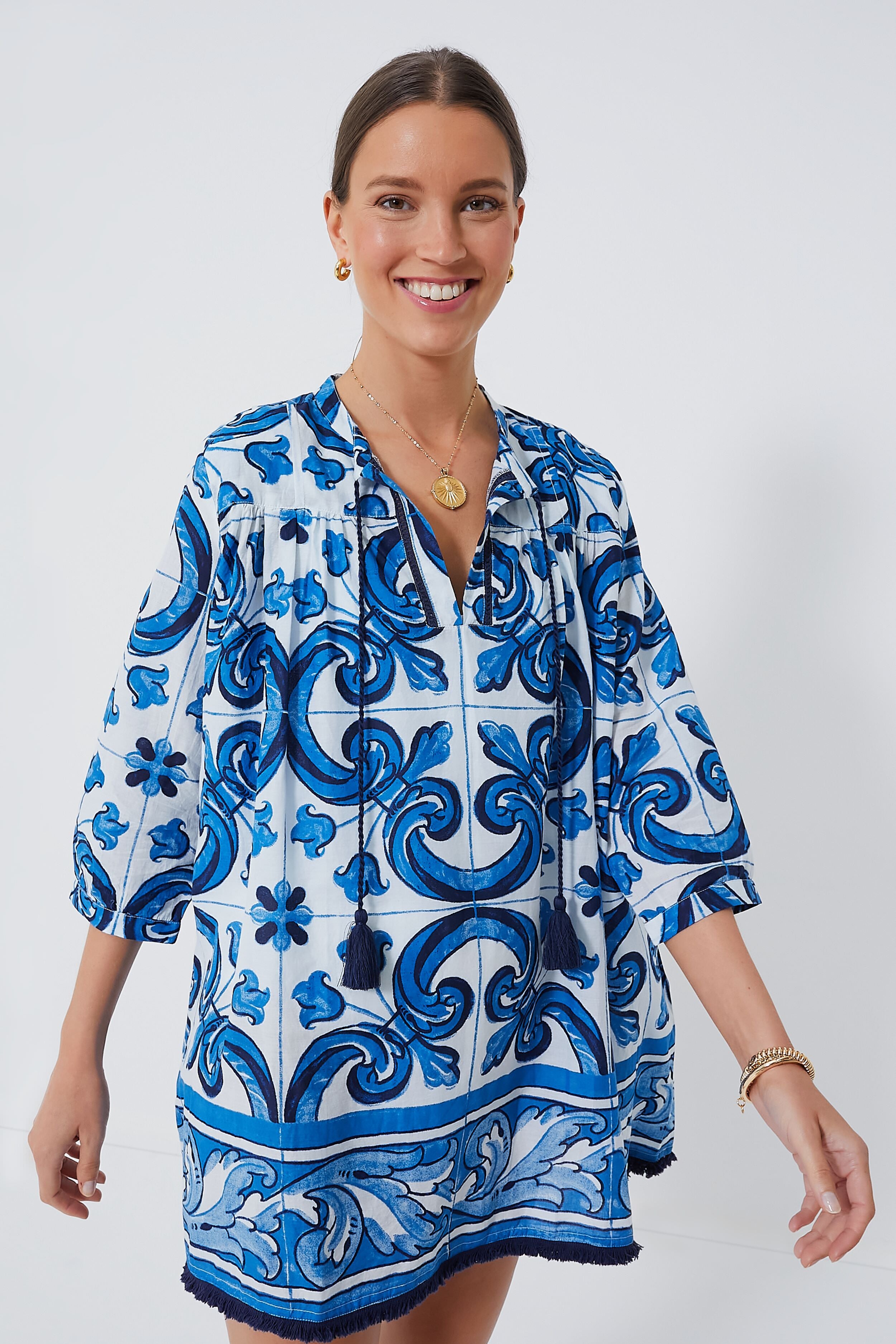 Capri Blue Majolica Tile Bondi Coverup-Charming Tale Store