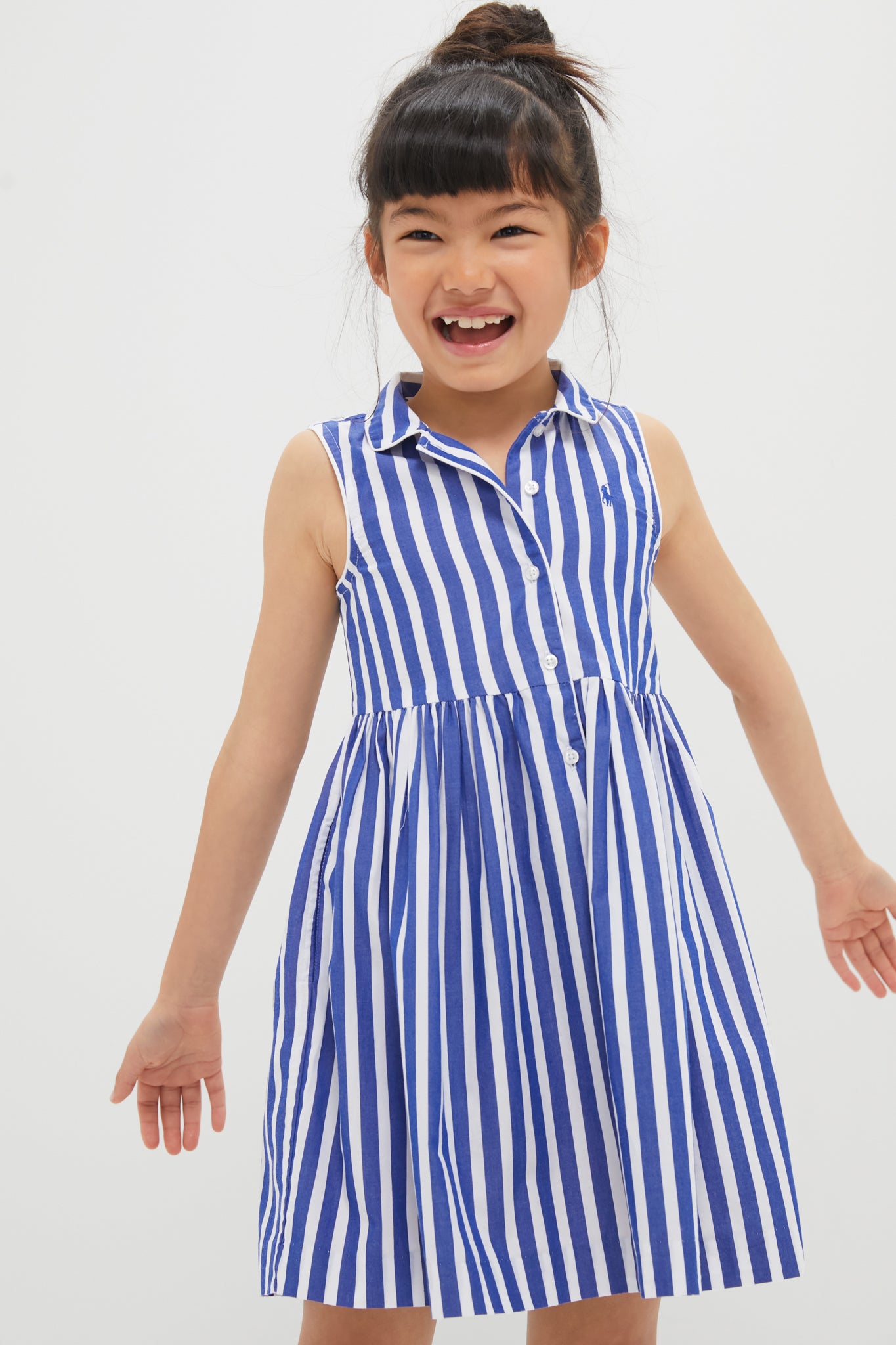 Sleeveless Cotton Striped Shirt Dress-Charming Tale Store
