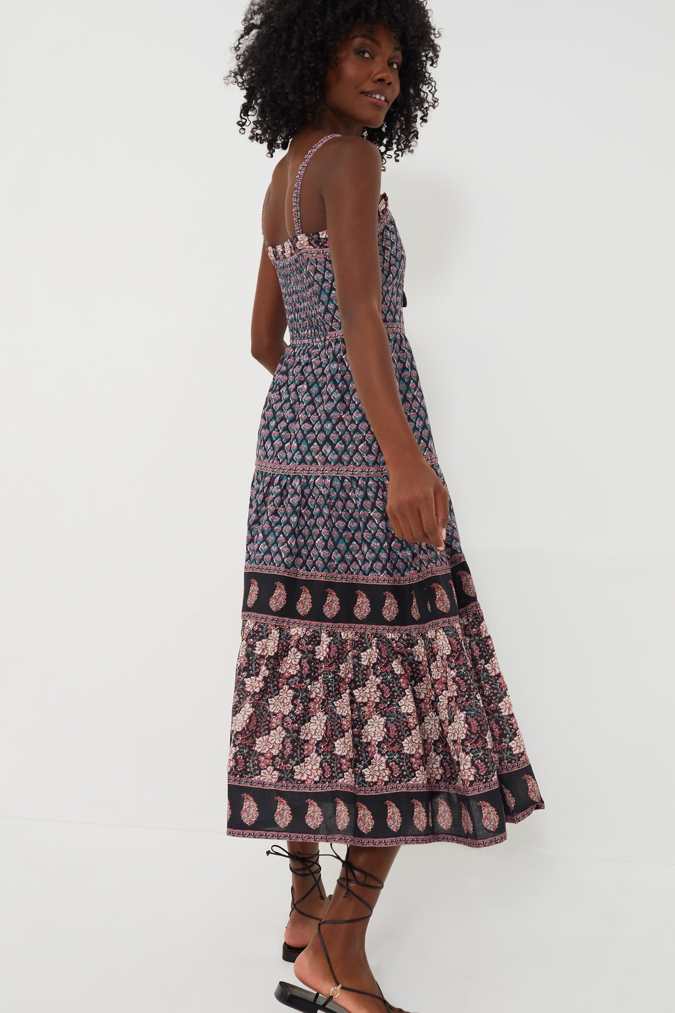 Donna Print Sleeveless Midi Dress-Charming Tale Store
