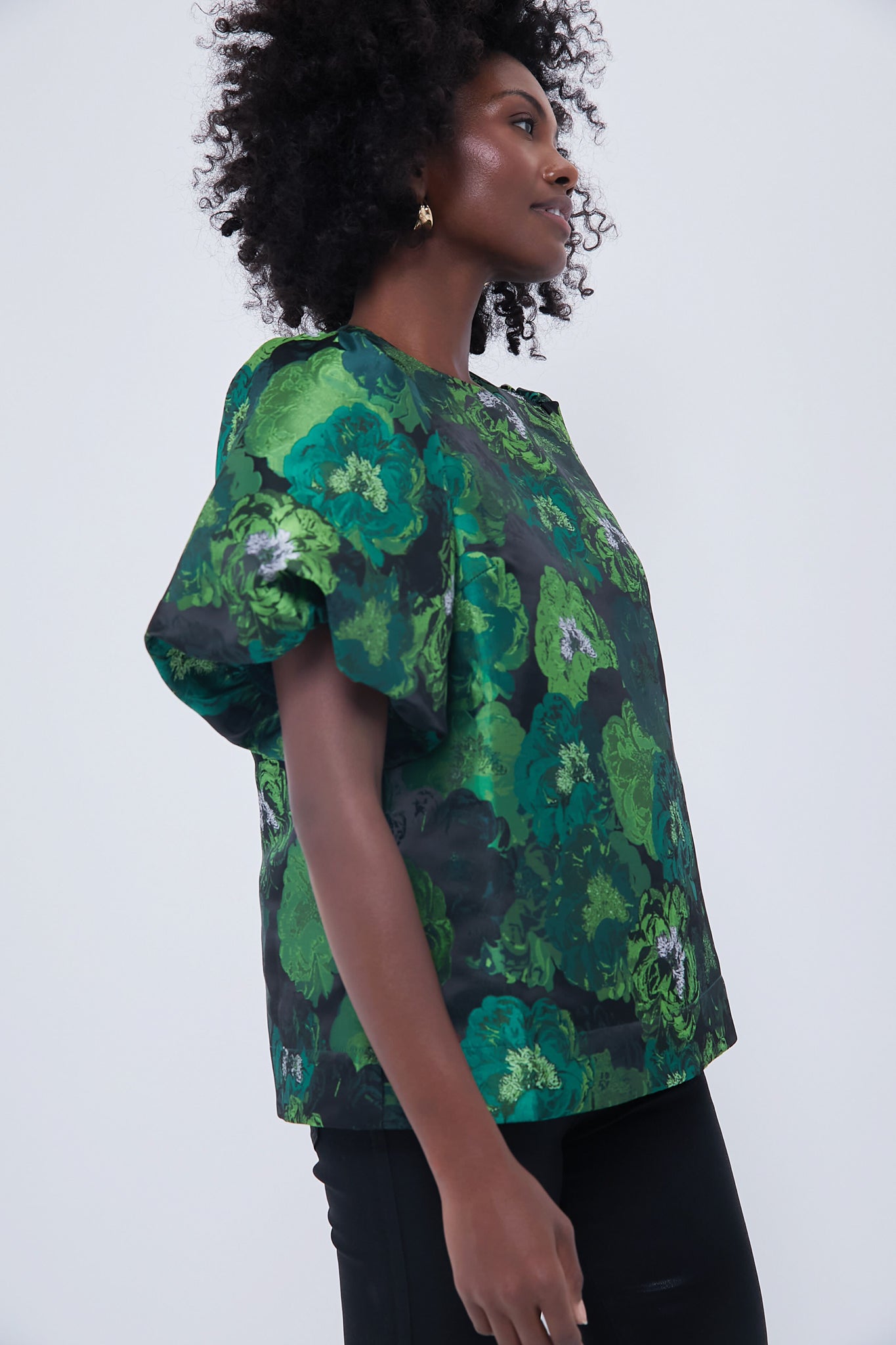 Green Jacquard Lyla Blouse-Charming Tale Store