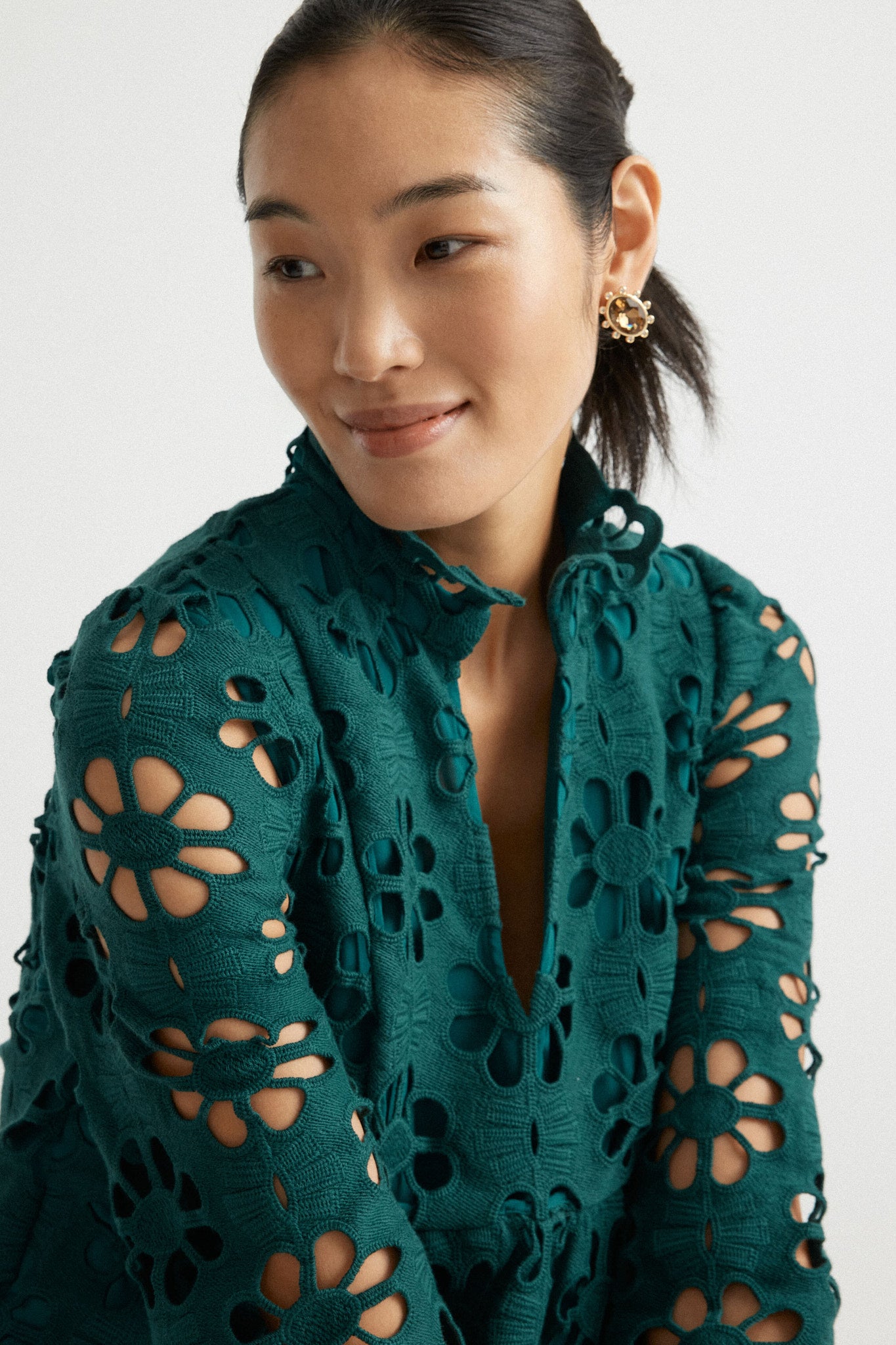 Green Lace Palmerston Dress-Charming Tale Store