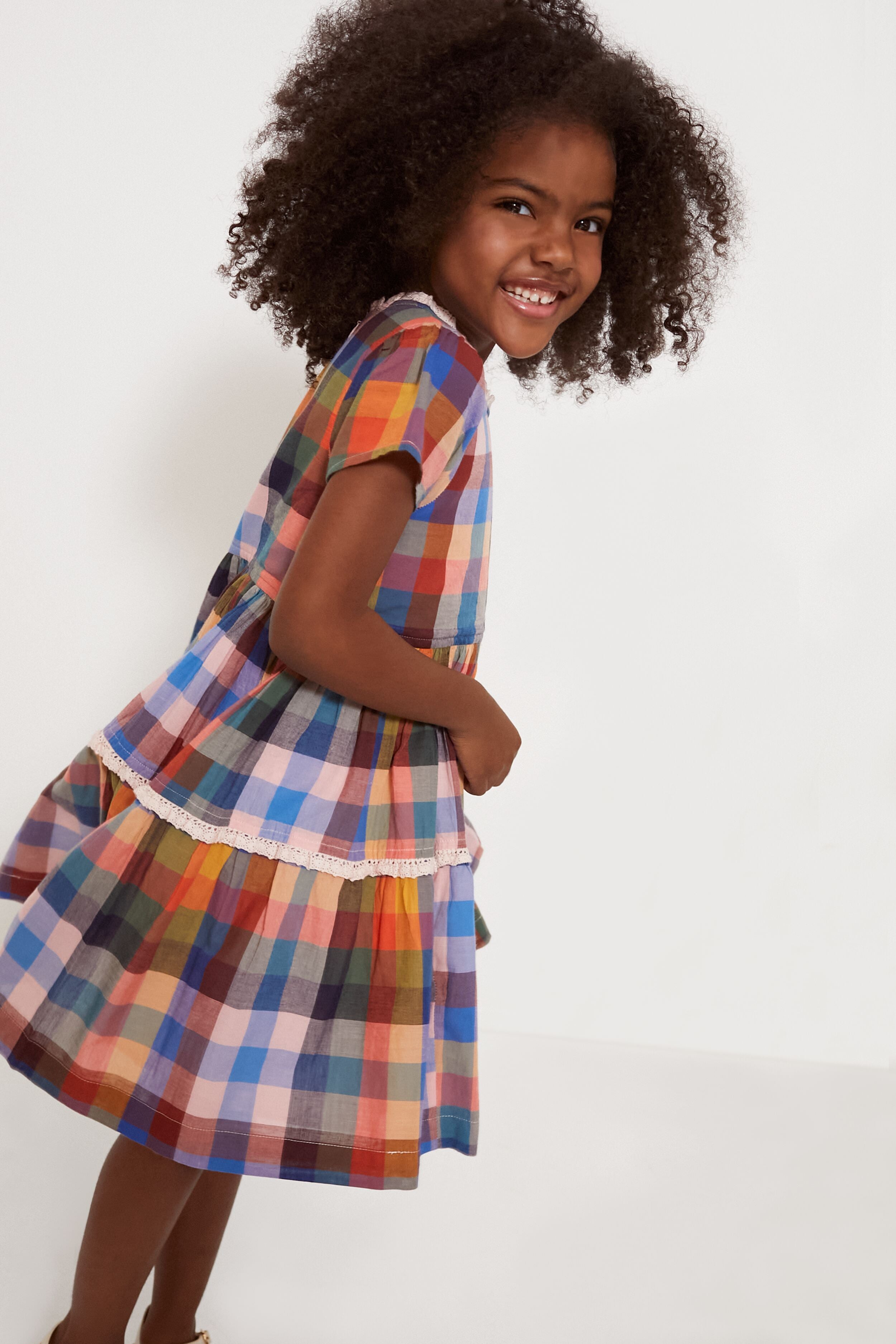 Technicolor Check Charlie Dress-Charming Tale Store