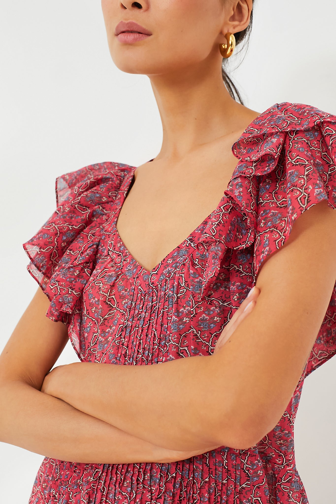 Cranberry Godralia Blossom Cotton Dress-Charming Tale Store