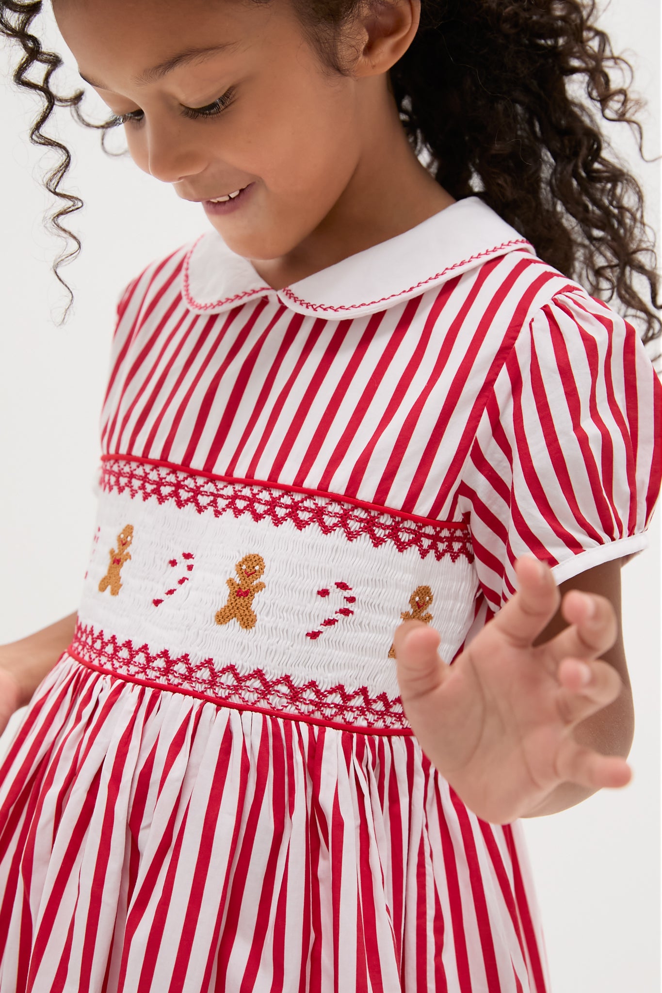 Candy Cane Stripe Smocked Dress-Charming Tale Store