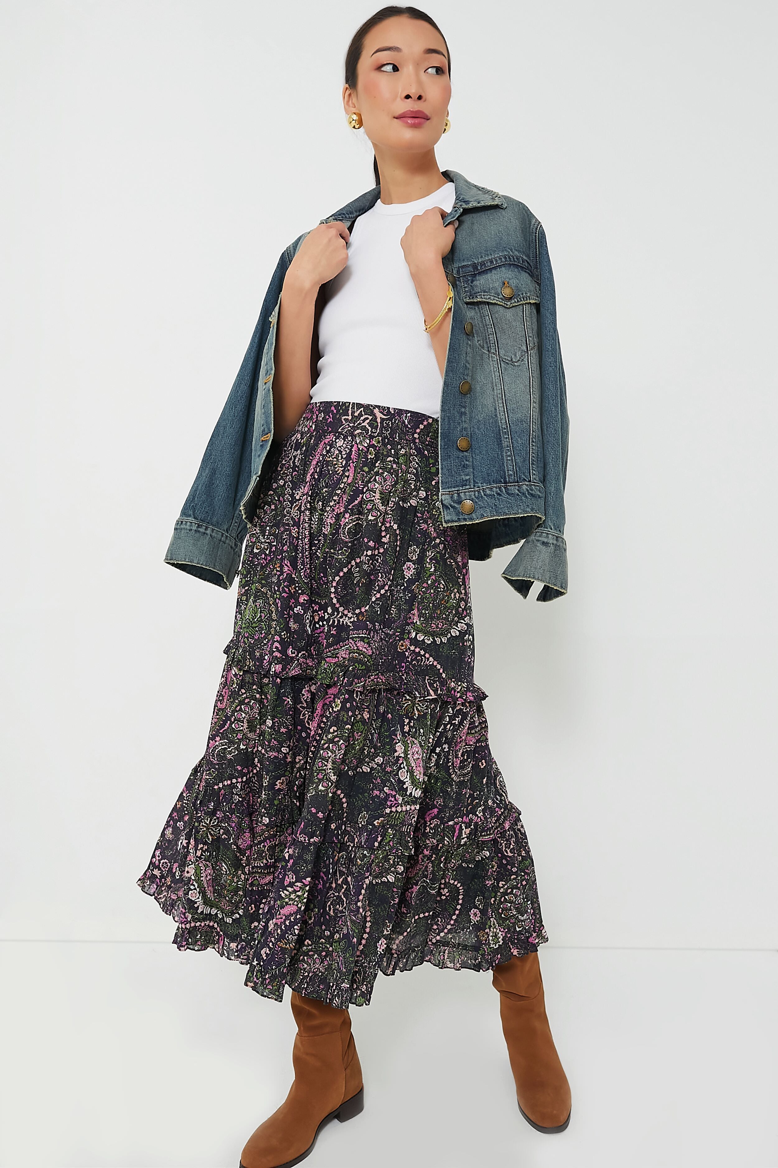 Caymen Paisley Purple Darcy Ankle Skirt-Charming Tale Store