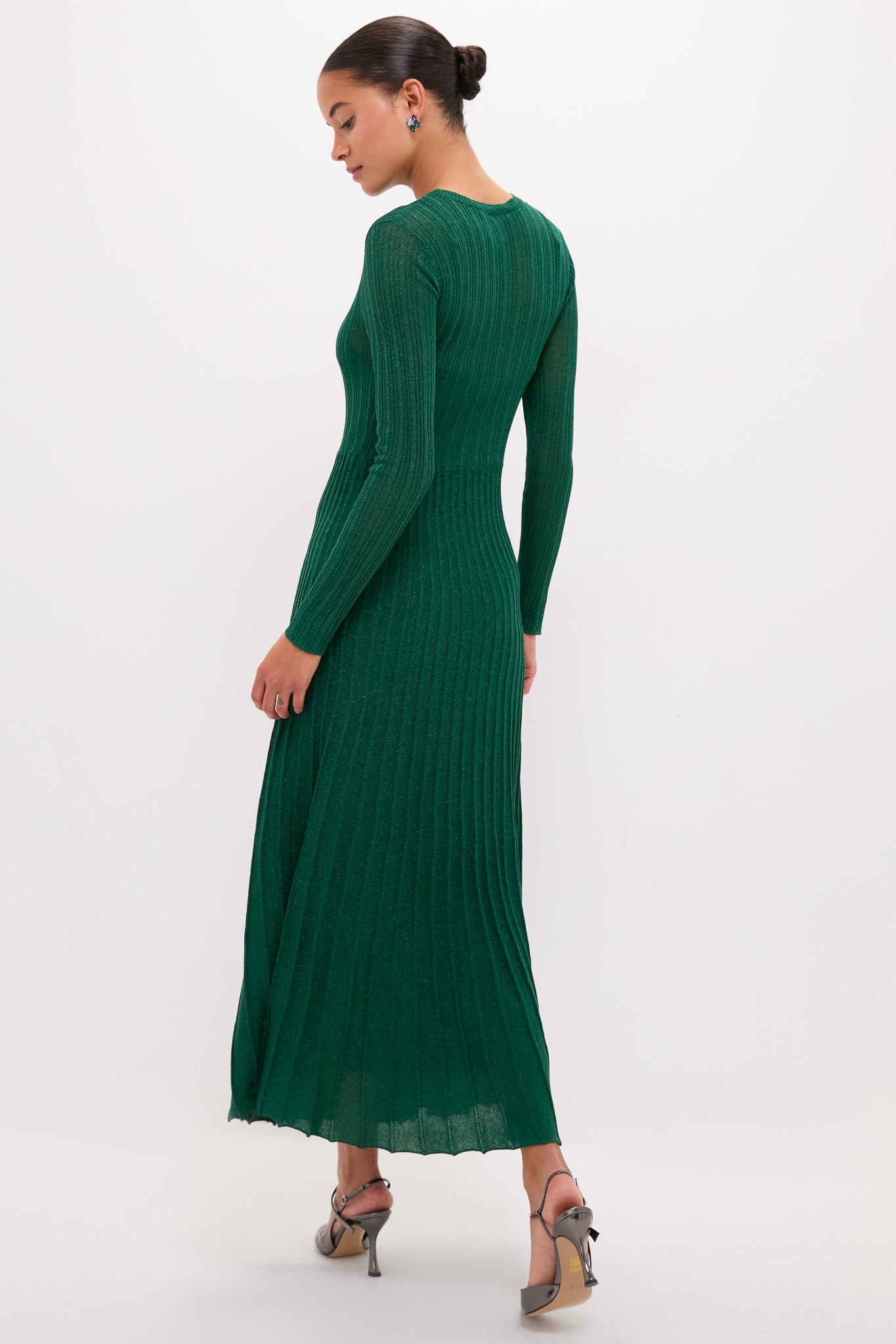Green Shimmer Knit Cammie Maxi Dress-Charming Tale Store