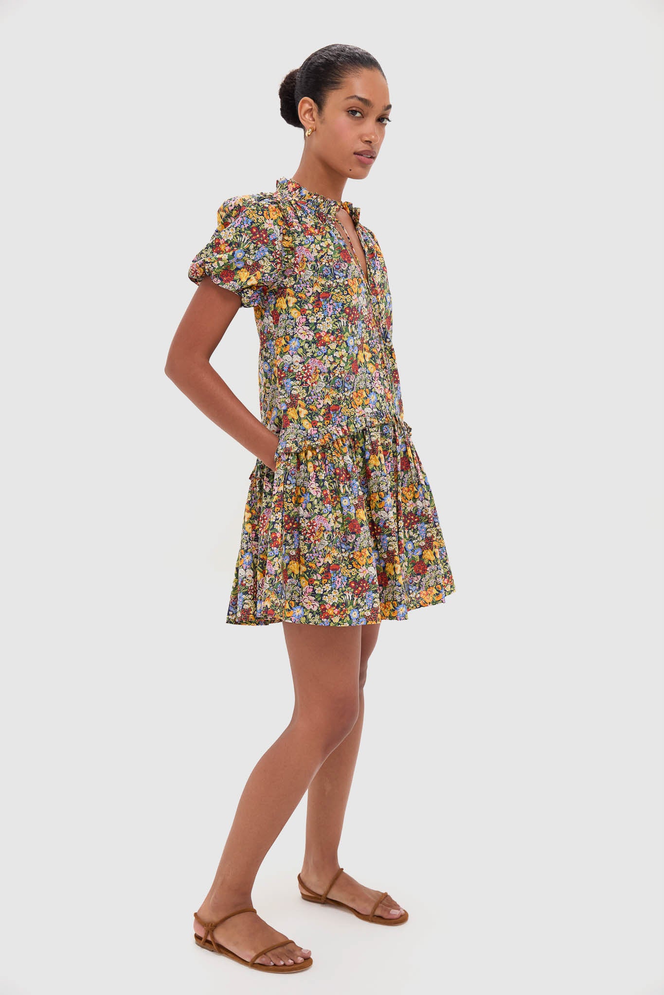 Cottage Garden Edith Short Sleeve Mini Dress-Charming Tale Store
