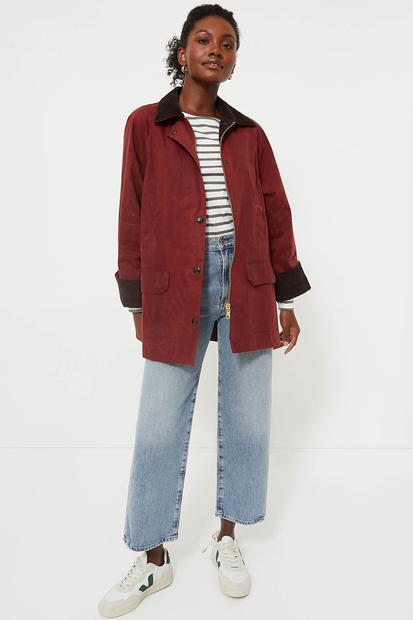 Brick Red Chiltern Street Jacket in Waxed Cotton-Charming Tale Store