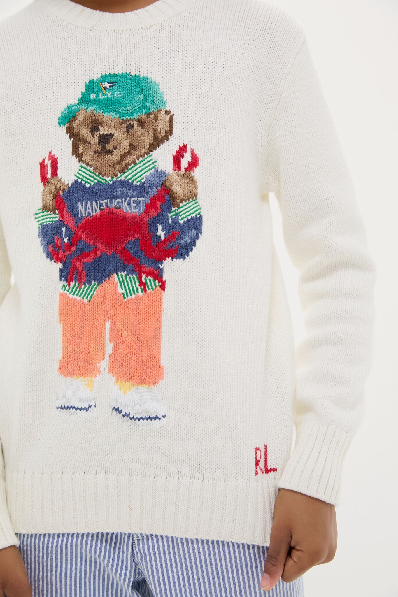 Boys Long-Sleeve Cotton Novelty Crab Bear Graphic Sweater-Charming Tale Store