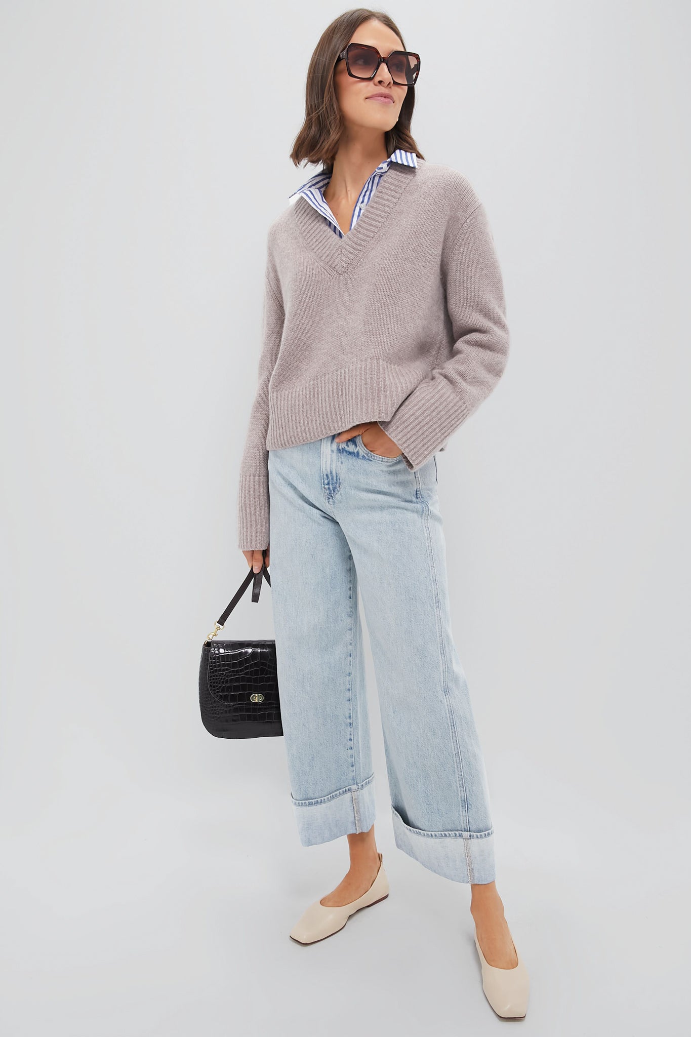 Wheat Rory Cashmere V-Neck Sweater-Charming Tale Store