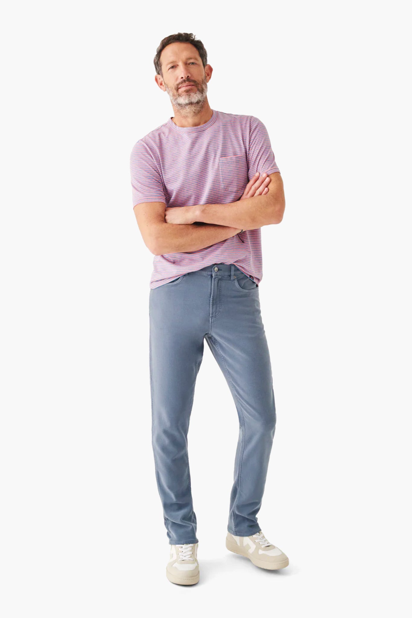 Faded Ocean Stretch Terry 5 Pocket Pant-Charming Tale Store