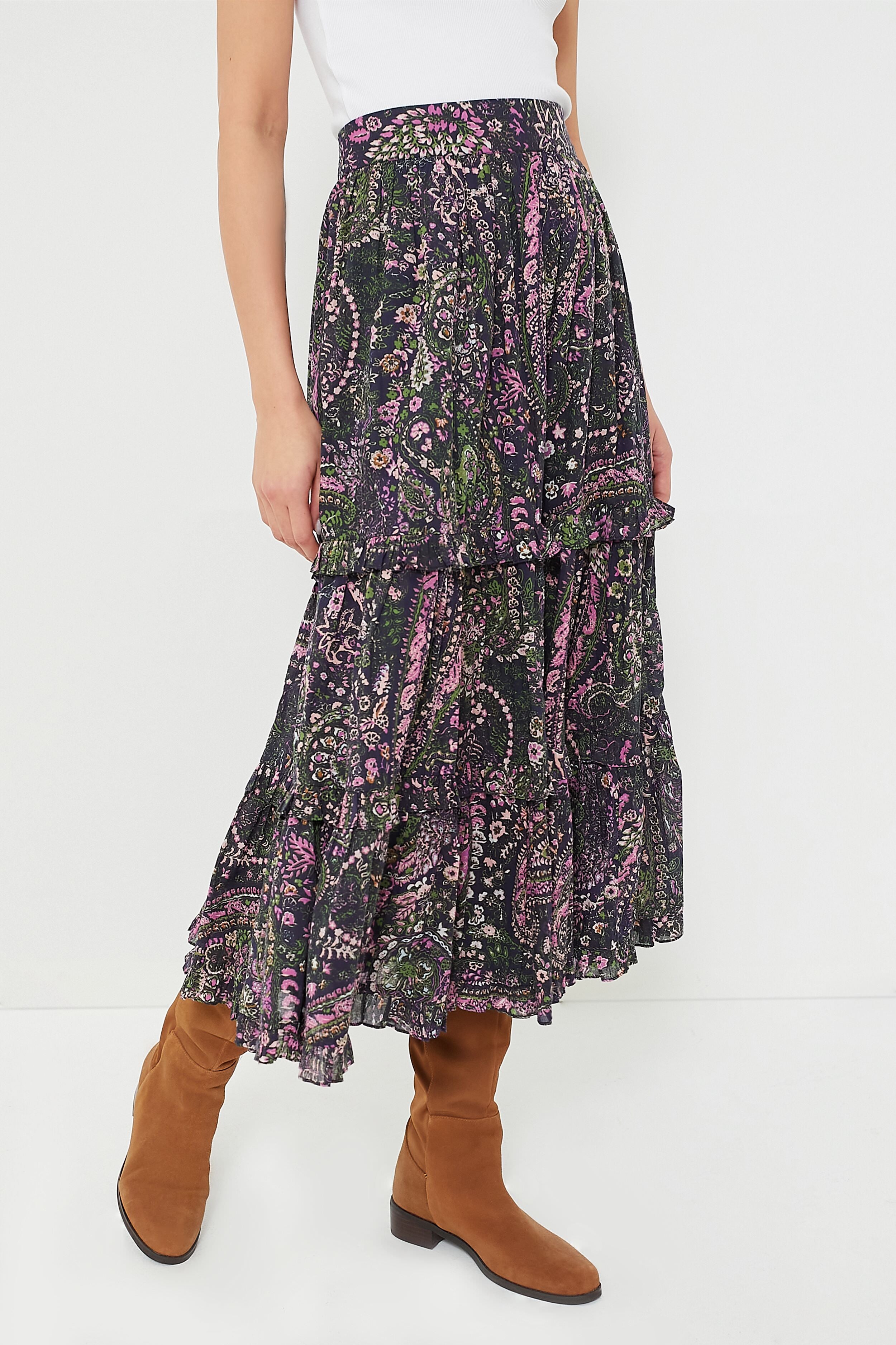 Caymen Paisley Purple Darcy Ankle Skirt-Charming Tale Store