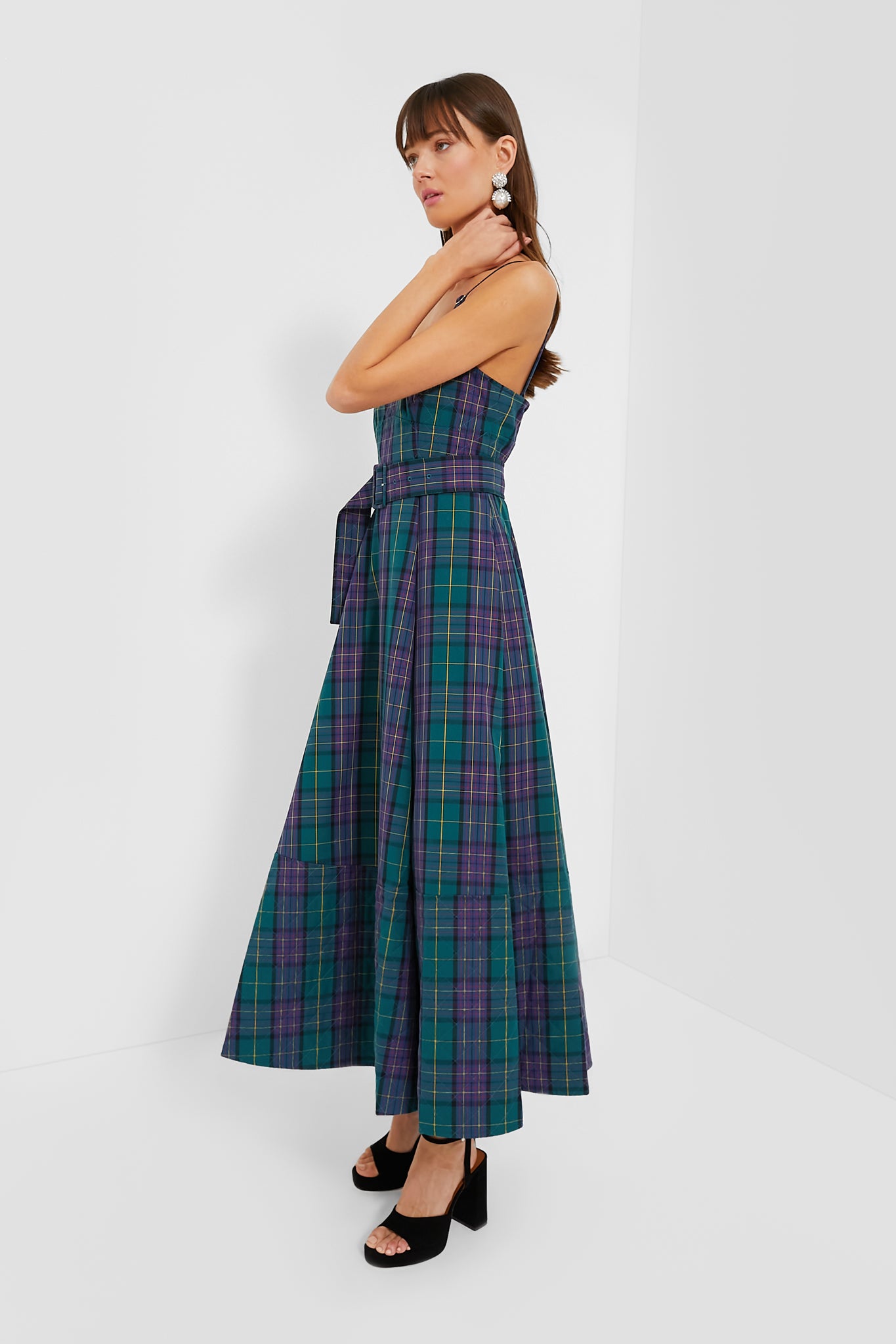 Green Tartan Plaid Thandy Dress-Charming Tale Store