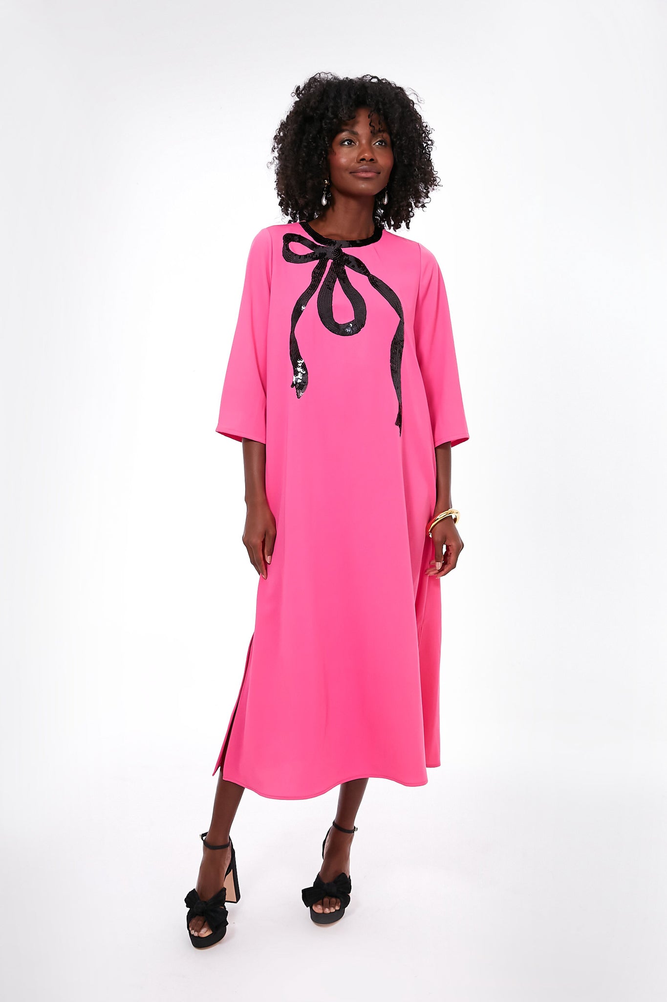 Electric Pink Bow Jamie Dress-Charming Tale Store
