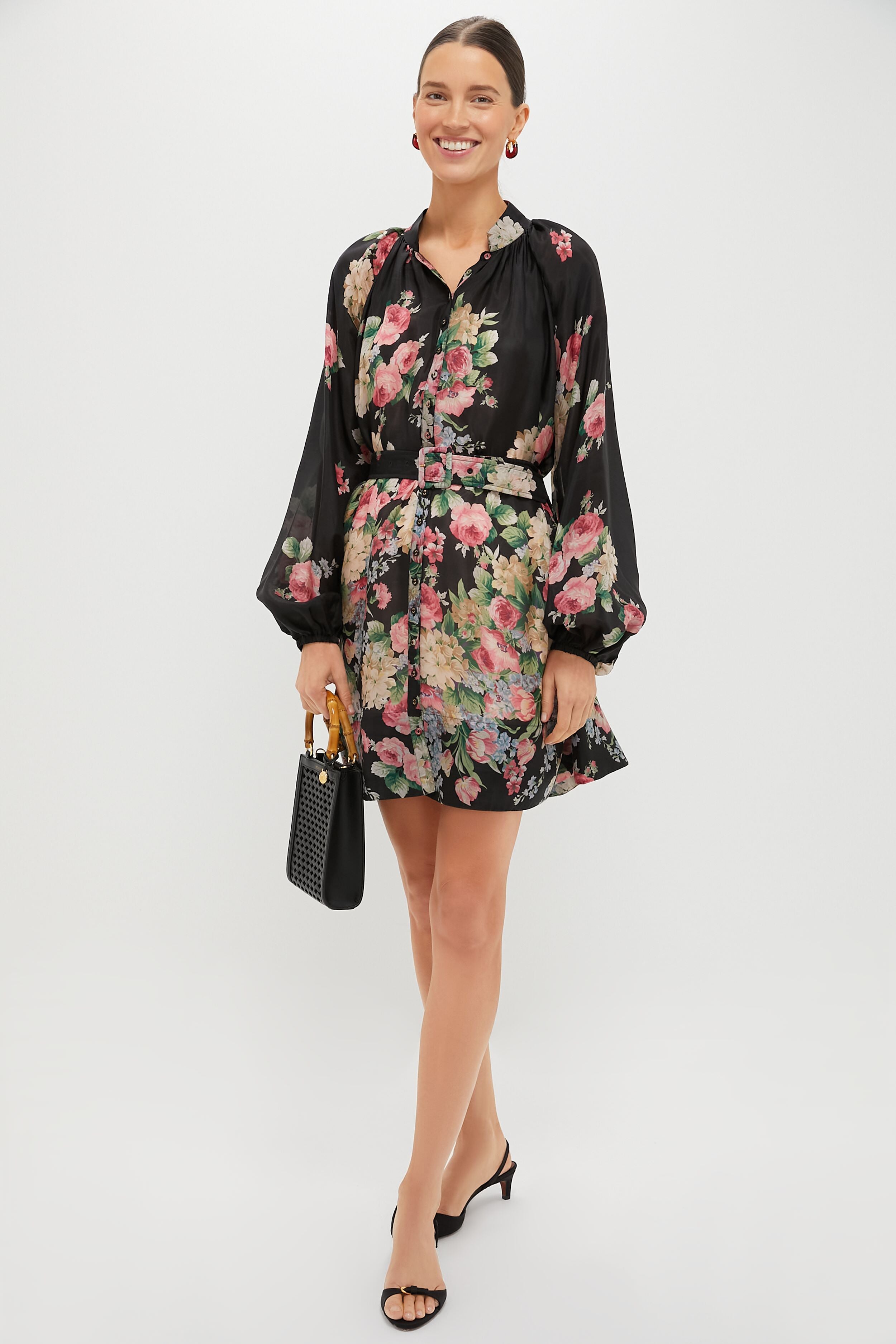 Flower Market Cupro Button Down Dress-Charming Tale Store