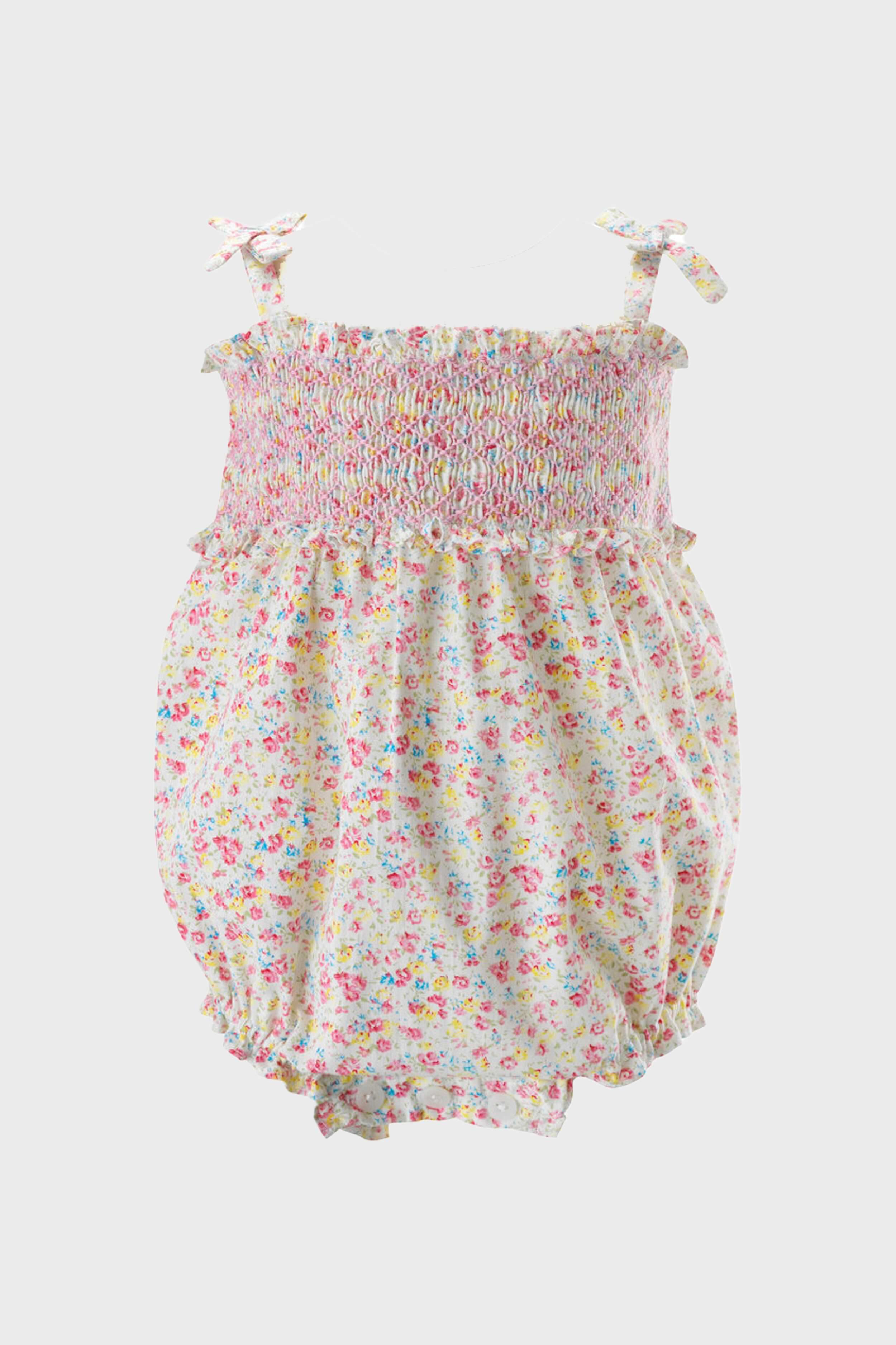 Floral Smocked Bubble-Charming Tale Store