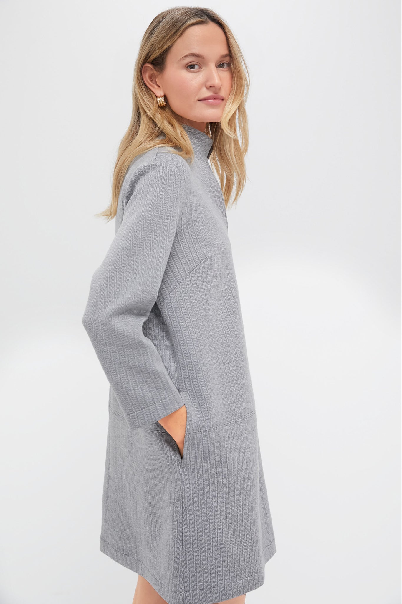 Gray Herringbone Clifton Dress-Charming Tale Store