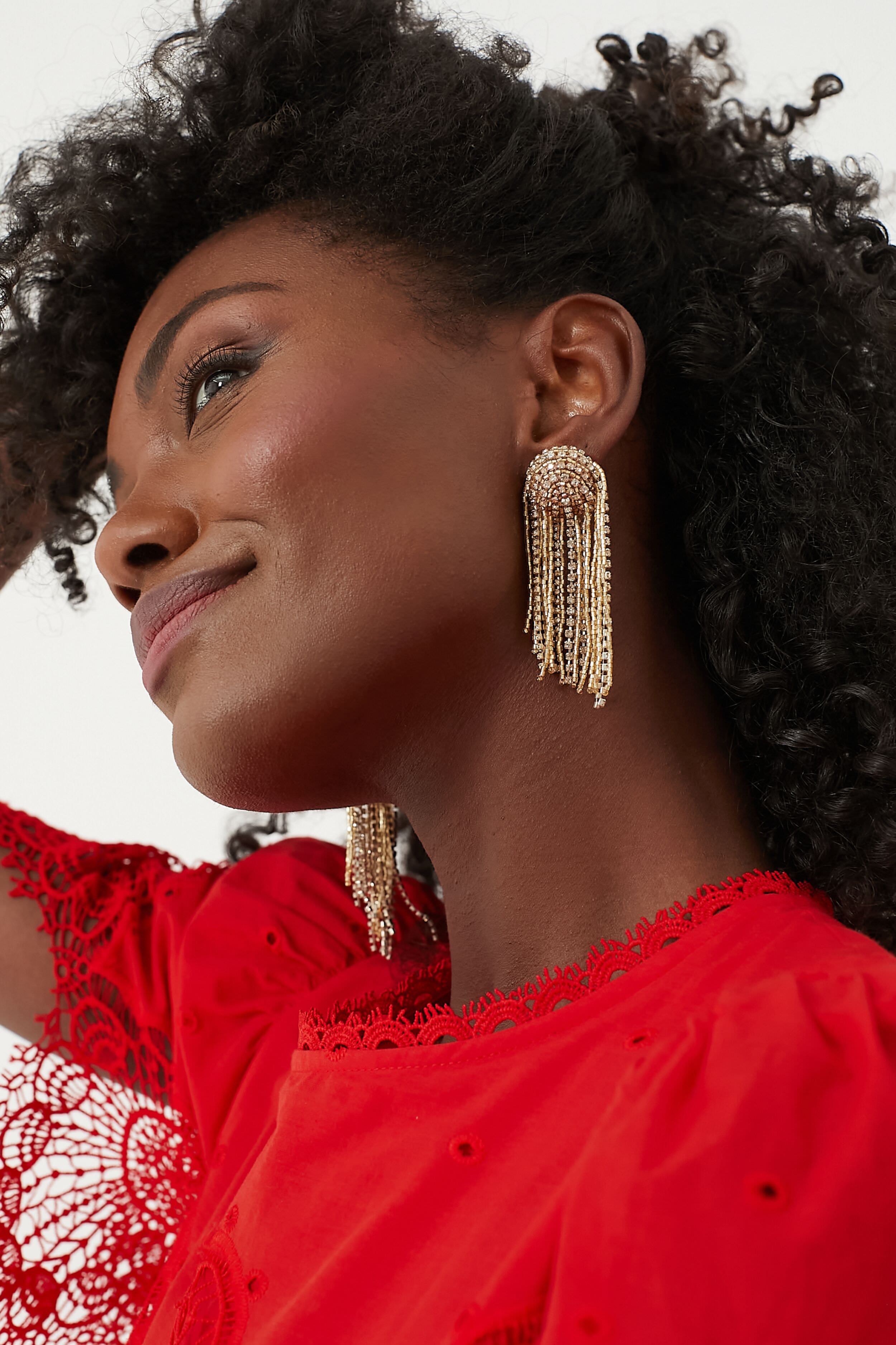 Gold Noor Crystal Earrings-Charming Tale Store