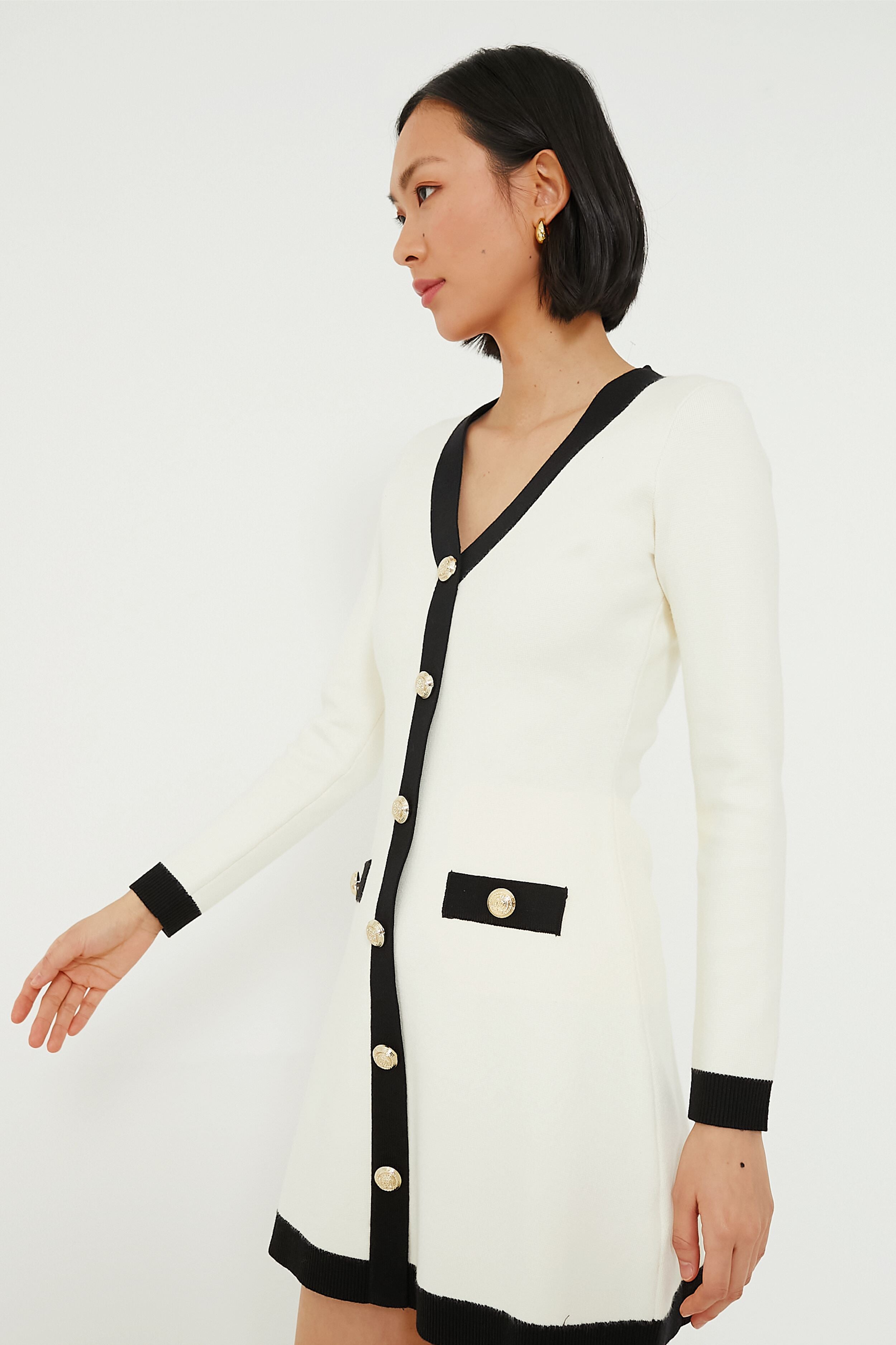 Cream & Black Elizabeth Knit Dress-Charming Tale Store